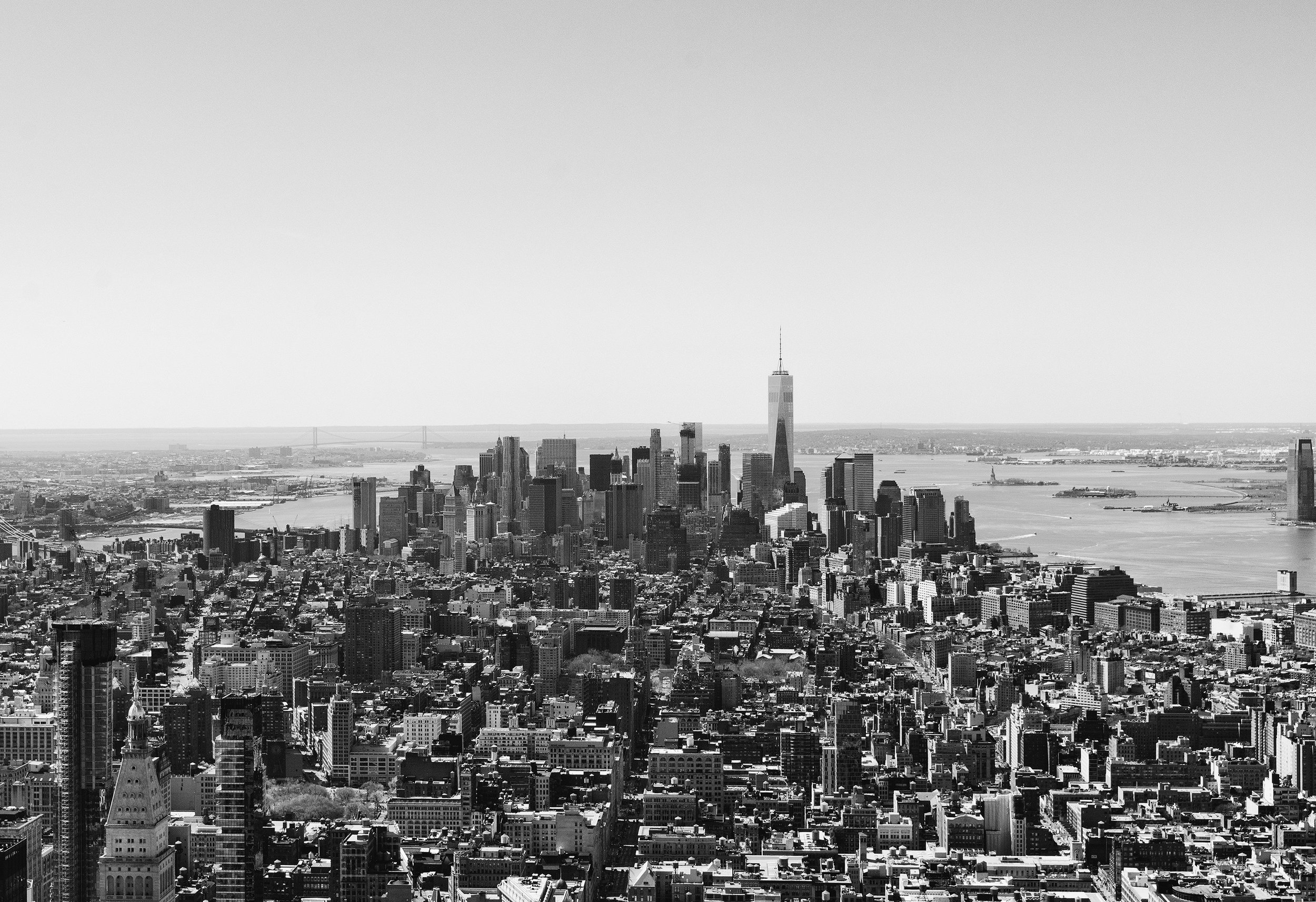 New York City skyline in black and white
