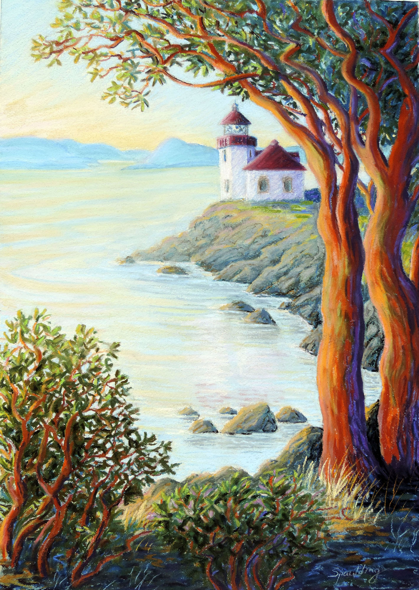   Afternoon at Lime Kiln Lighthouse   Pastel 15 x 21" SOLD 