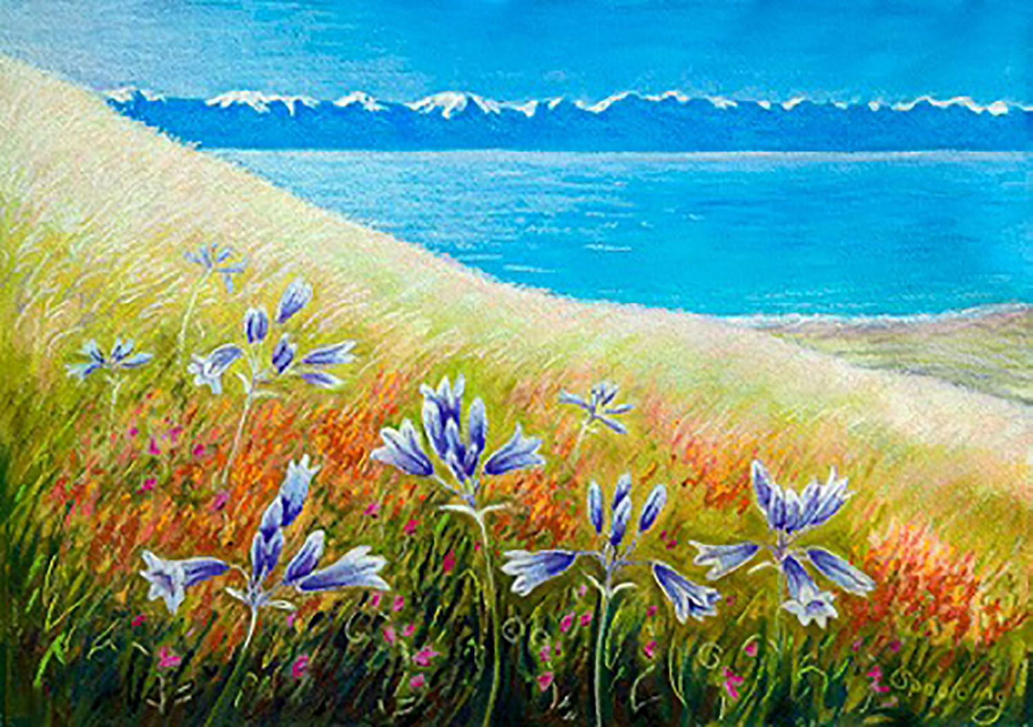   Flowers above the Straits   Pastel 15” x 21” 