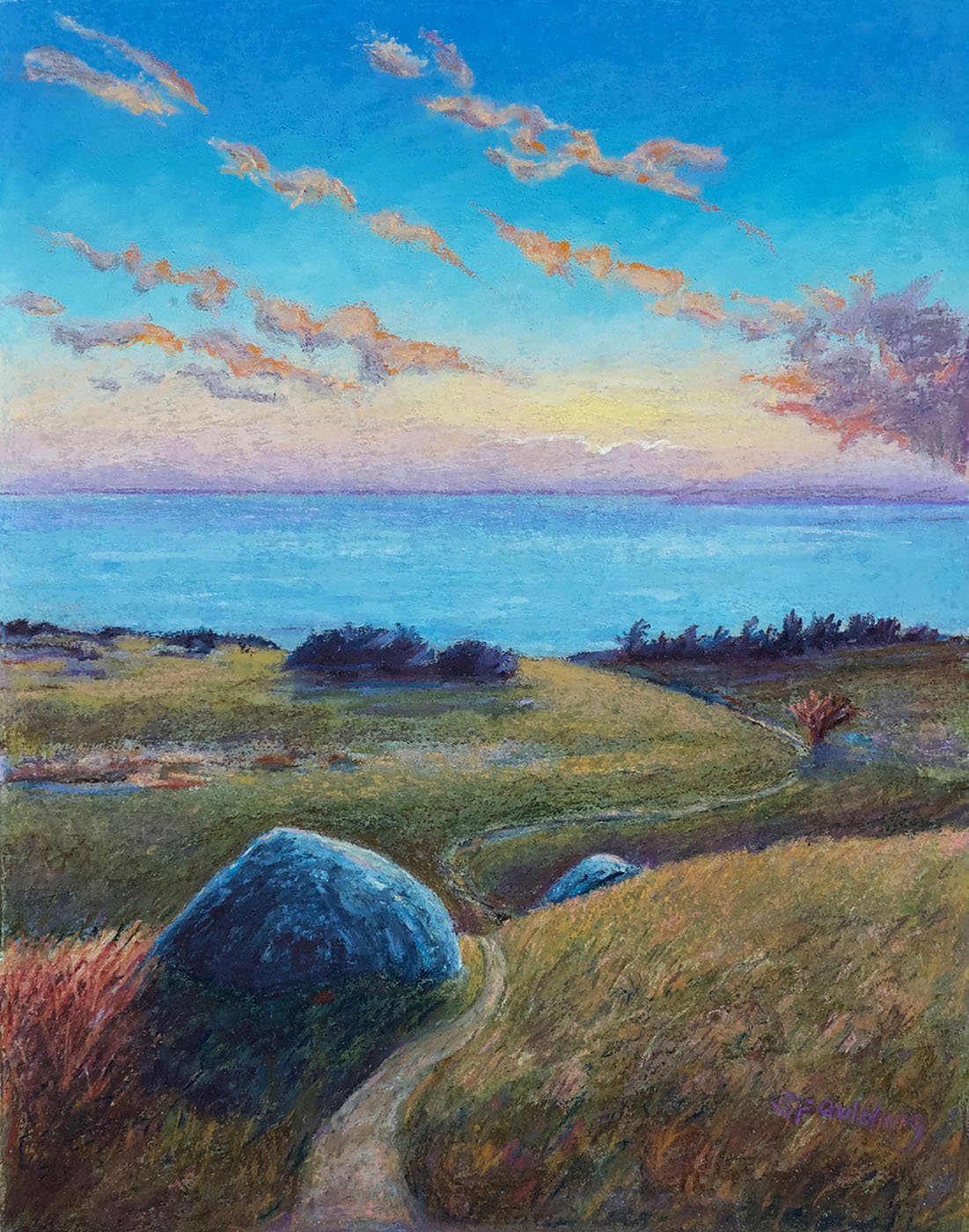   Winter Sunset from the Redoubt   Pastel on panel 11” x 14” 