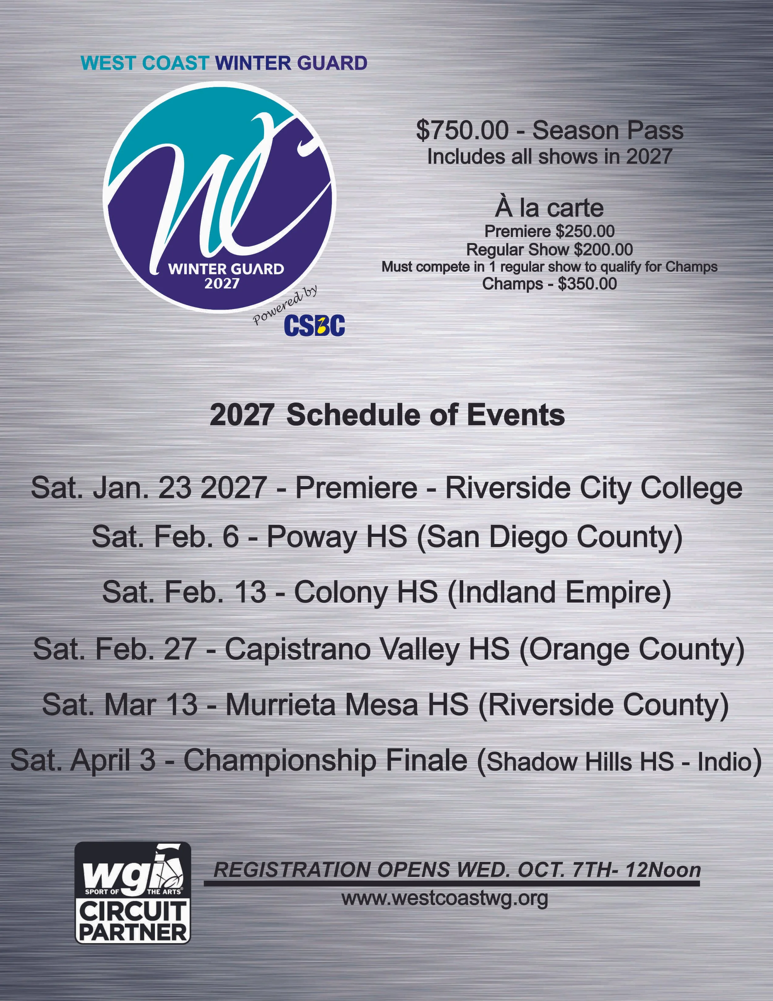 2027 REGISTRATION NOW OPEN!!!