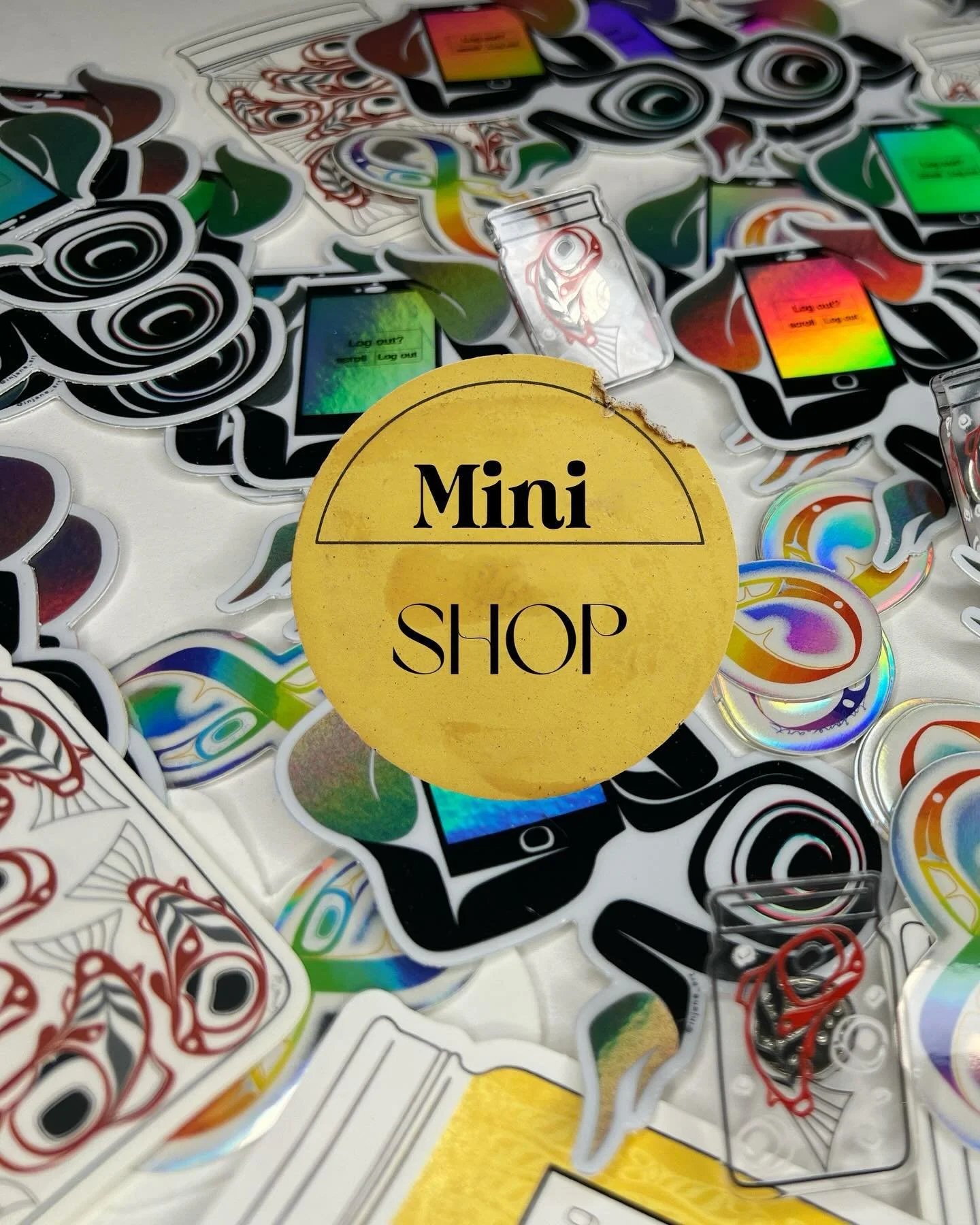 Swipe ⇨ 
My mini shop before had few art cards, I&rsquo;m excited to share with you all that I have now added stickers and an acrylic pin of my jar fish design 🫙
Hope you will also enjoy these designs I worked on : ) 
You can check out my mini shop 