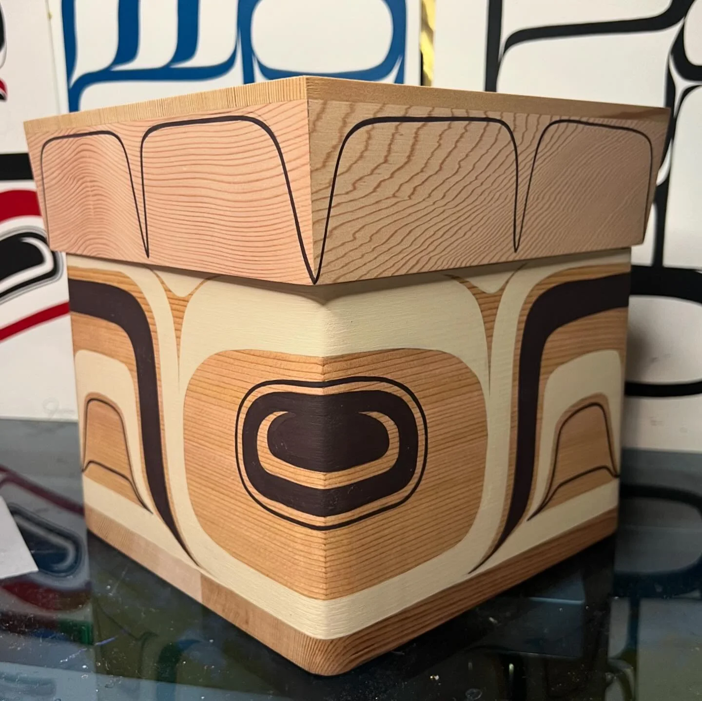 &ldquo;Tranquil in Northwest Coast&rdquo;
I picked some calm colours of beige and brown for this design 🥰 
Commissioned painting on a cedar box I did 2 weeks ago

#northwestcoastart #nisgaa #tahltan #indigenous #TerraceBC #indigenousartist #womeninb