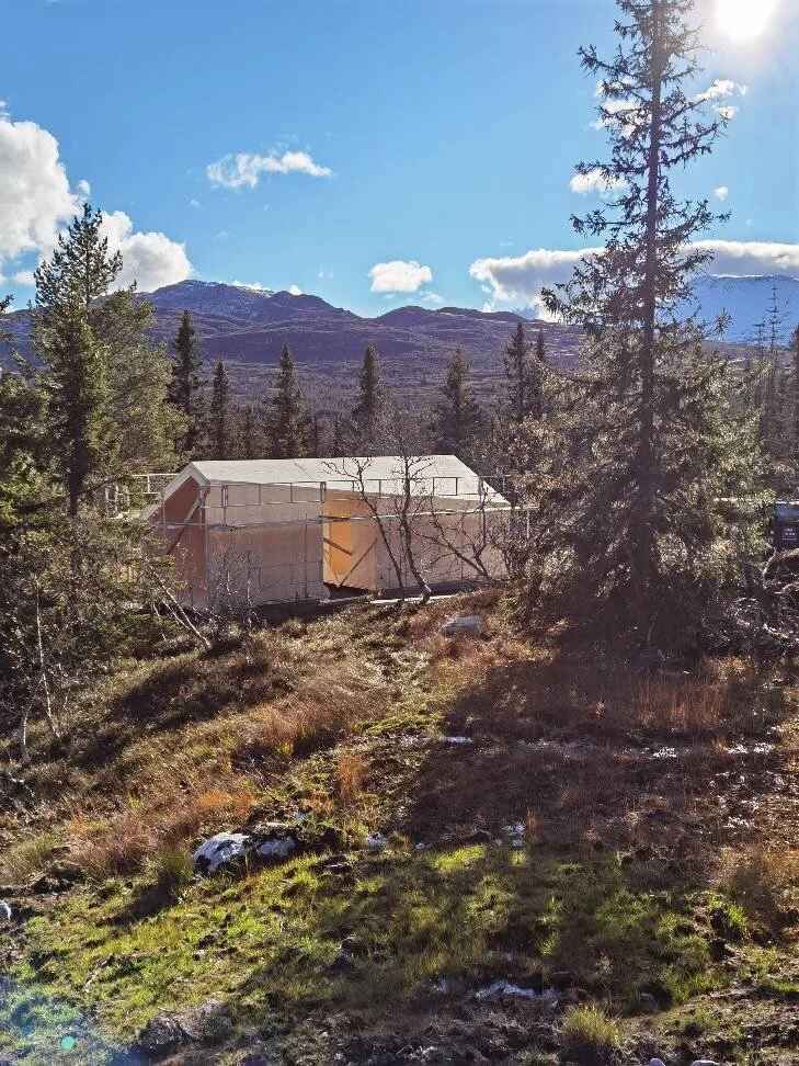 Visningspaviljongen på Høgevarde tar form