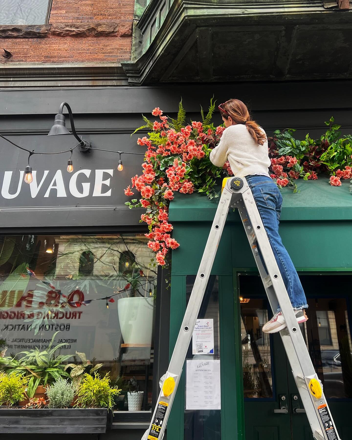 A spring refresh for @cafesauvageboston! Updated installation and new planters! Make sure to stop by and grab a bite or a hot drink and say hello!

#orlykhonfloral #okfdesigns #cafesauvage #bostonfloraldesign #bostonplantings #bostoncafe #springplant