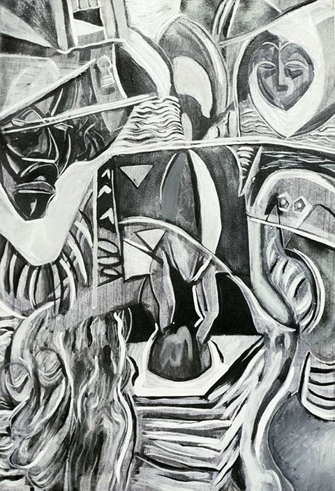             Seven Sculptures                                   charcoal 