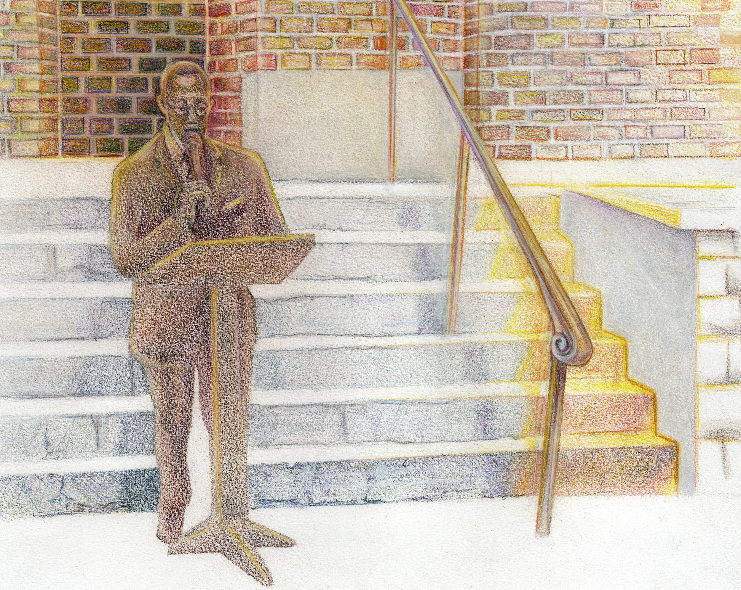  Pastor  I watched the funeral service for John Lewis. A photo from the service caught my attention - such a sacred and modest setting and such a monumental person.  I grew up attending the A.M.E. church. To me, the majesty of the aging facade stands