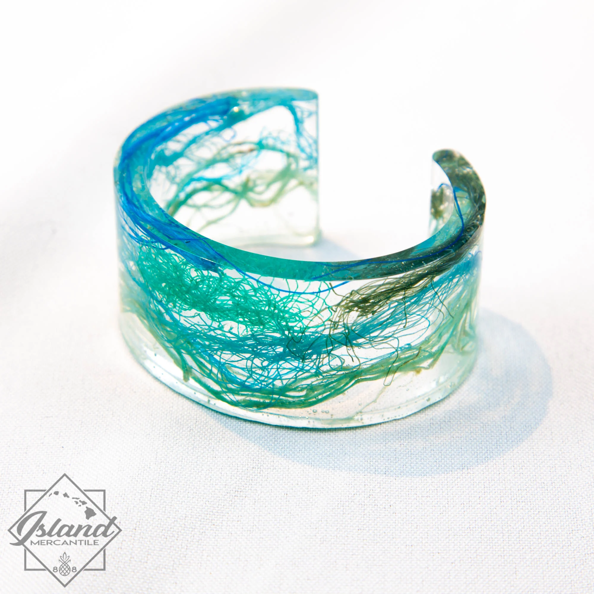 "Tied Up" Fishing Line C Cuff Resin Bangle