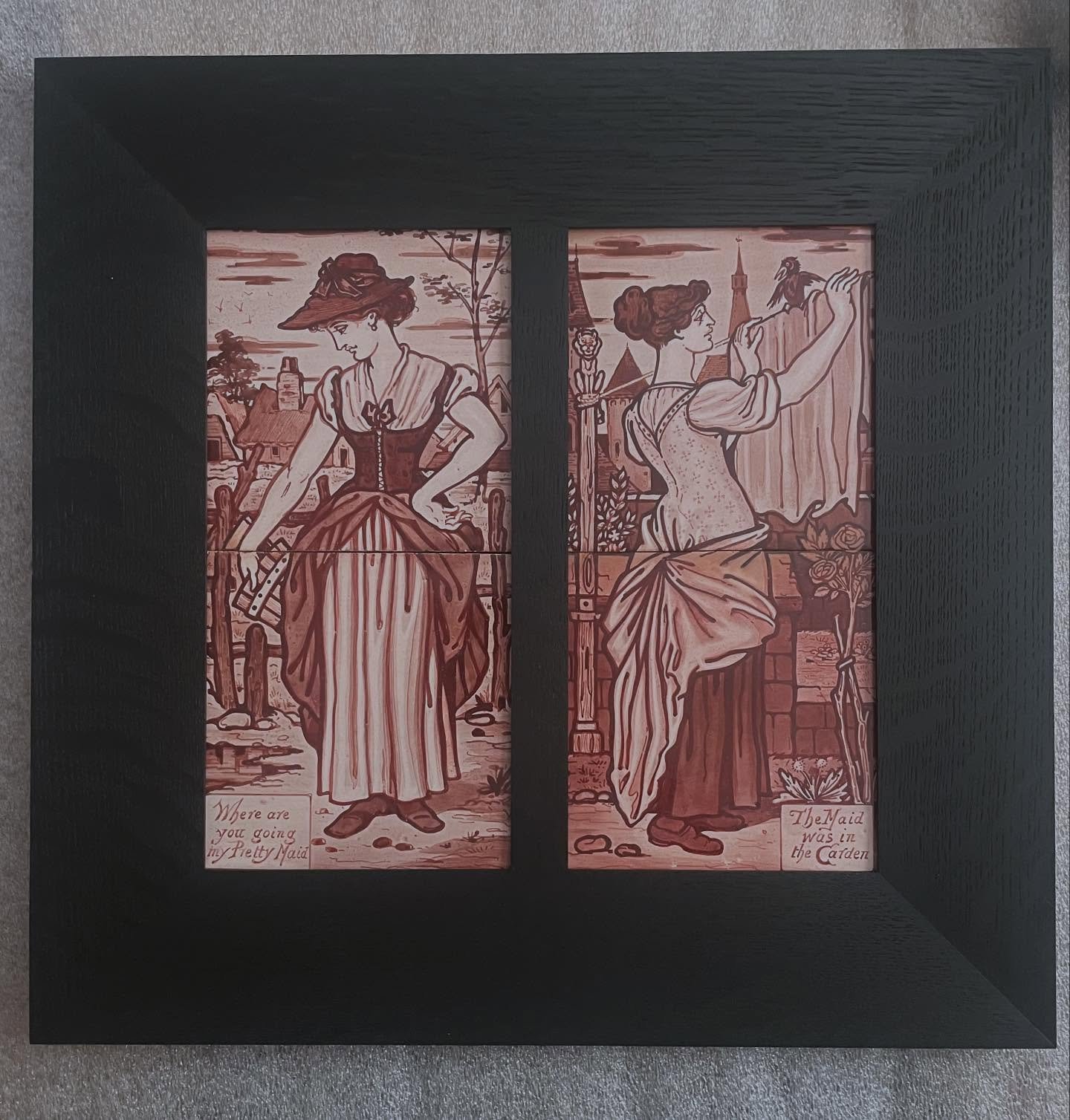 A holiday weekend project at last completed: a quartet of #waltercrane tiles for #morrisandco framed and hung. Took ages because I was in such a muddle about how to frame them. In the end decided simplicity was best (and in keeping with #artsandcraft