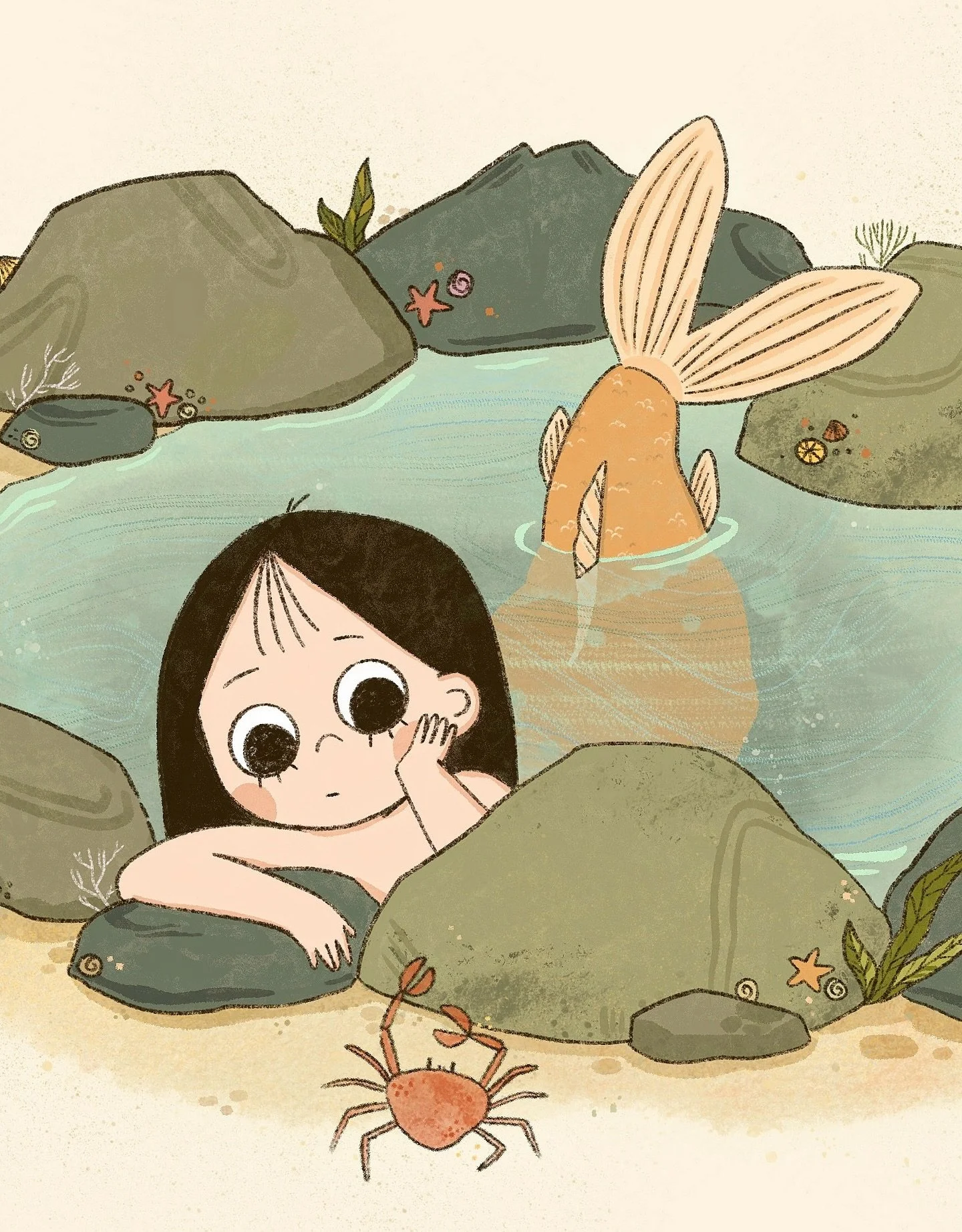 Curious crab 🦀 
.
.
.
#mermaid #mermay #mermaidillustration #portfolio #picturebook #picturebookartists #bookillustration #bookillustrator #kidlit #kidlitart #kidlitportfolio #illustrationportfolio #artist #art #childrensbook #childrensbookillustrat