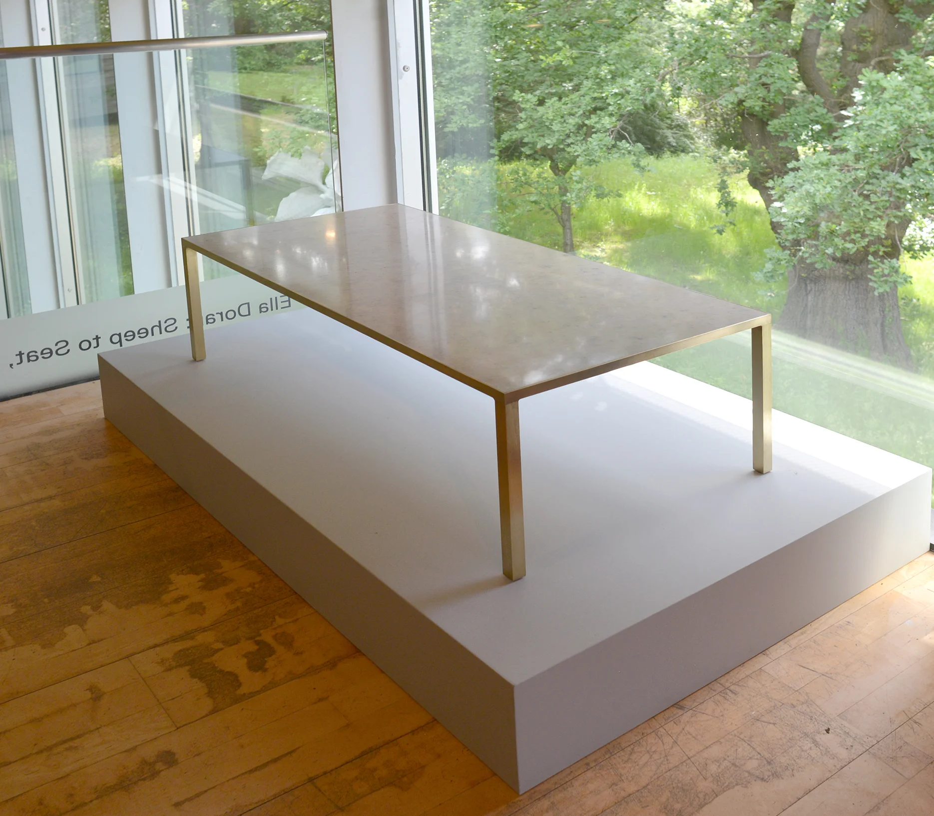 Photo credit: Where there’s muck there’s brass, 2019 Brass and solidwool table. Courtesy of the artist and YSP. Photo © Ella Doran.