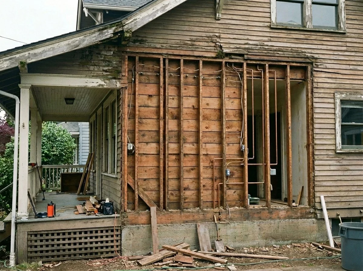 Older Portland home bathroom with outdated fixtures in need of remodeling