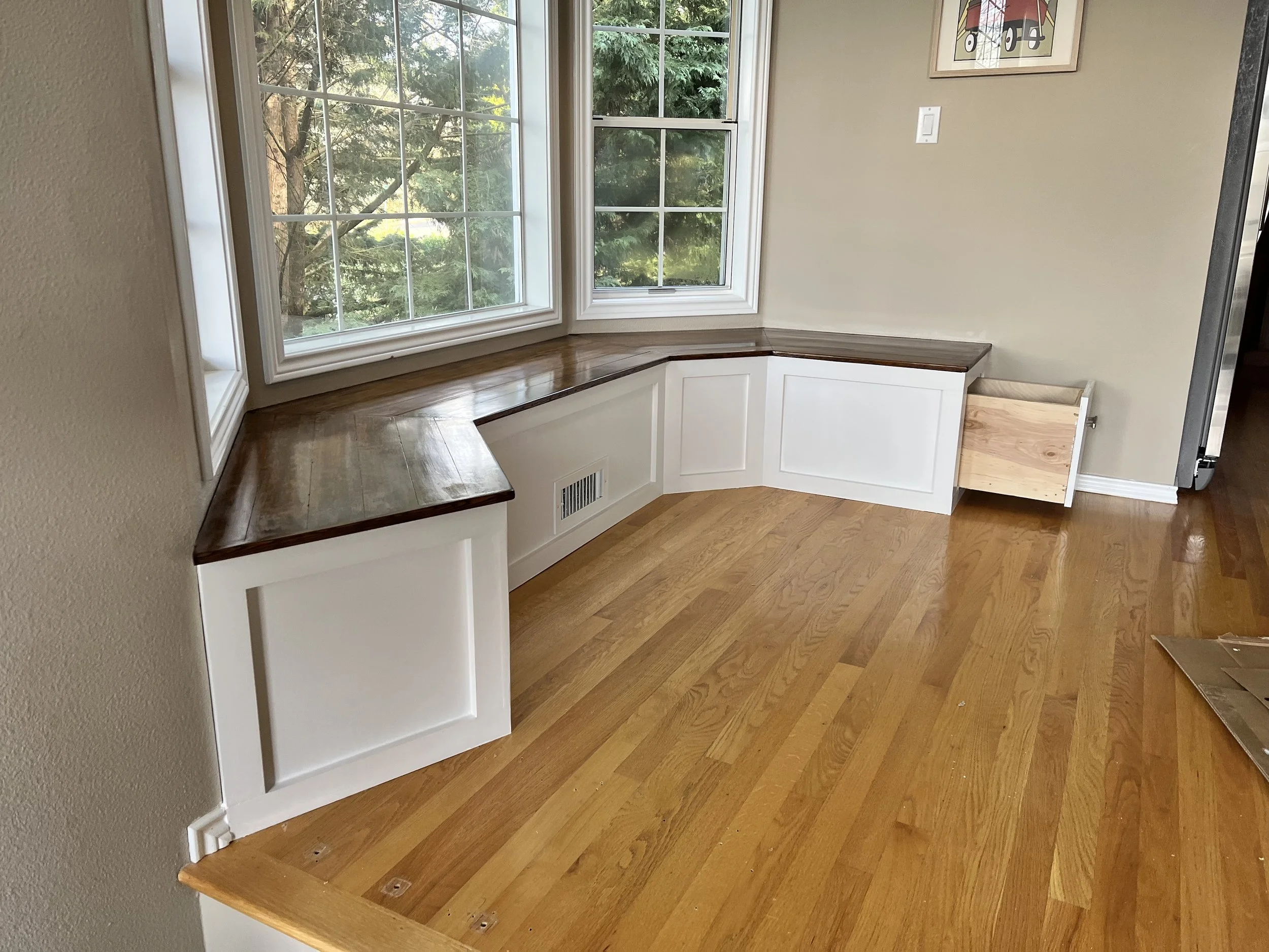 Portlandia Handyman Services custom built-in breakfast nook bench seat