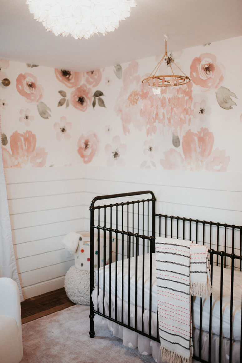 Nursery with Floral Wallpaper