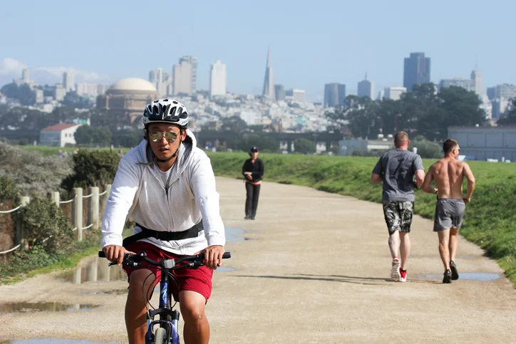 San Francisco is the second most walkable large city in the US and despite the hills, it’s very bikeable. To keep your bikes safe, we have five racks in the Higuera garage, and a bike room in every tower. SFMTA bicycling and walking info, maps, tips ➝
