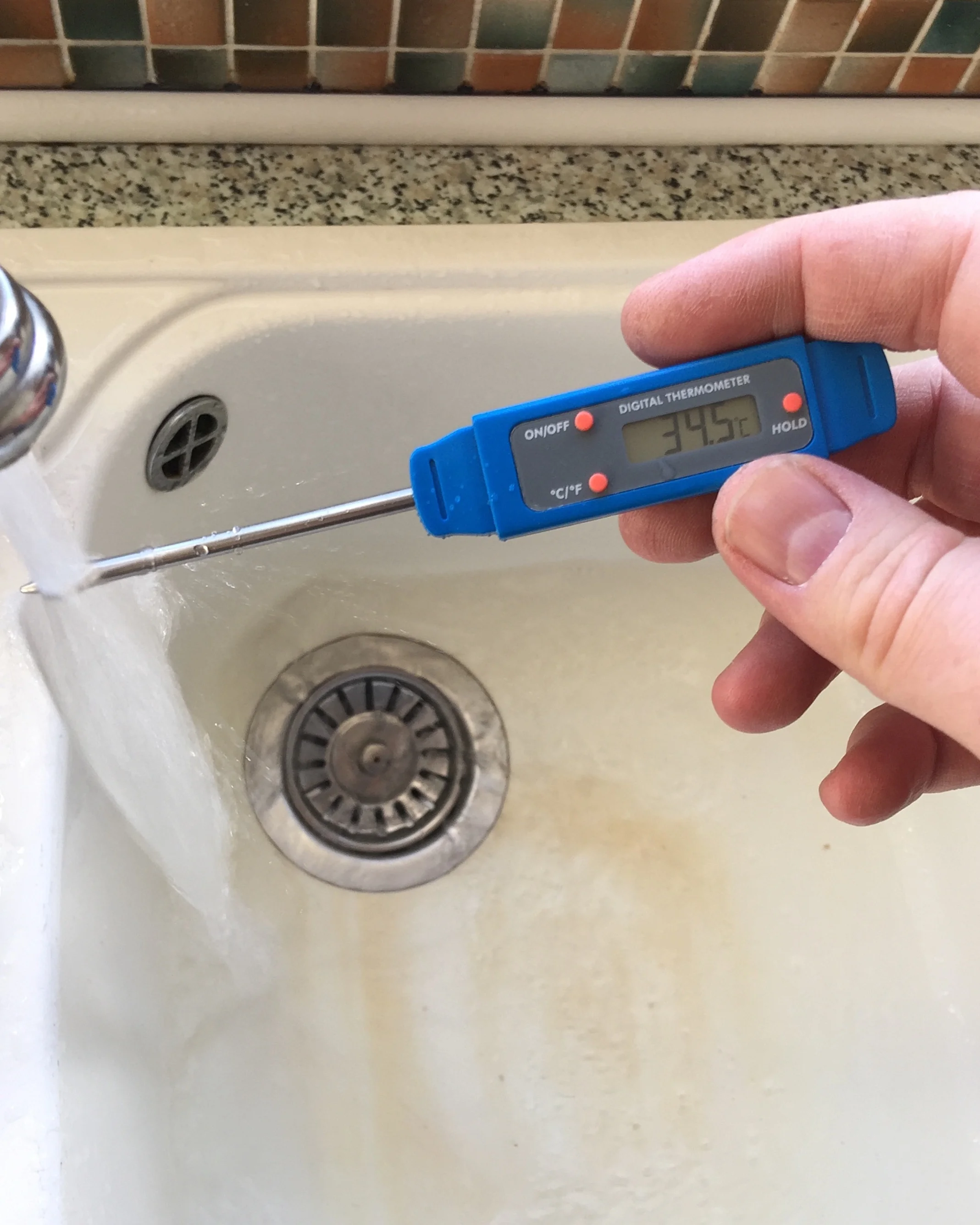 Testing hot water temperature