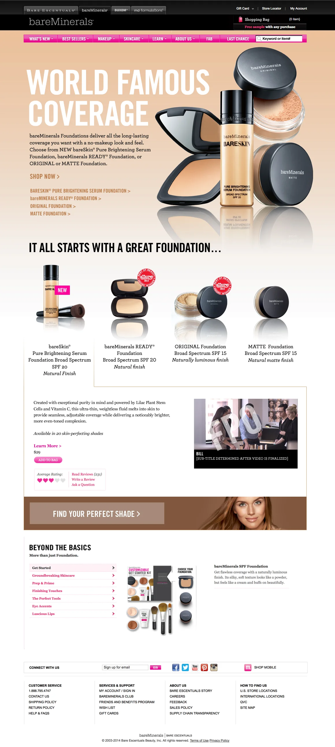 BareSkin landing page