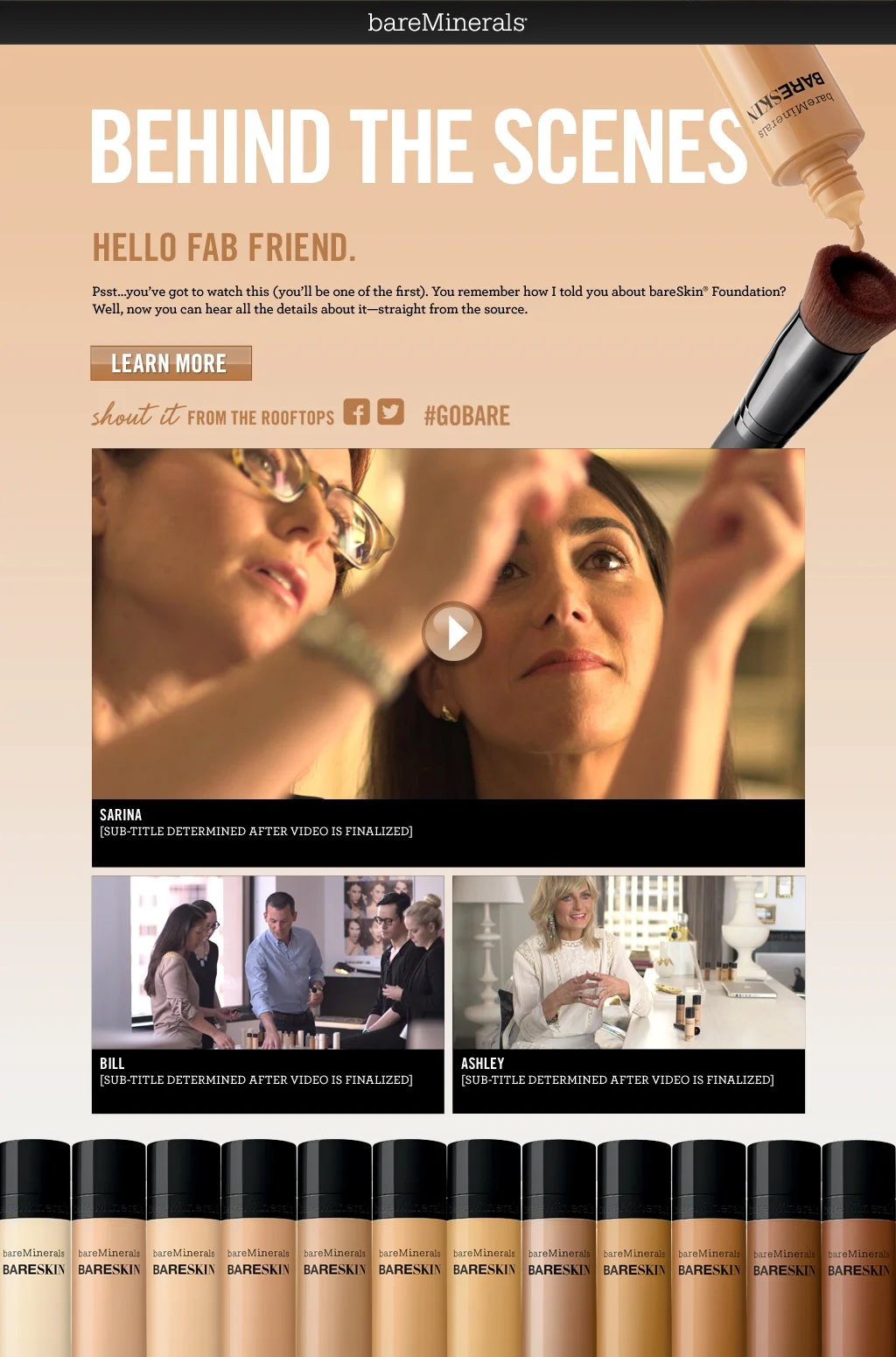 BareSkin Facebook Landing page