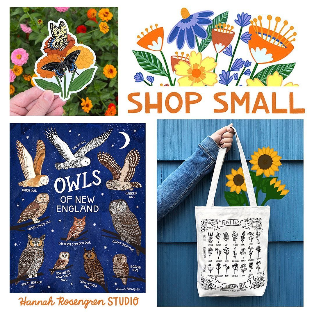 I&rsquo;ve been busy in the studio this month gearing up for Small Business Saturday, and thought I&rsquo;d kick it off a bit early this year! Use the code SHOPSMALL for 20% off any order in my shop at hannahrosengren.com/shop through Sunday 11/26 📦