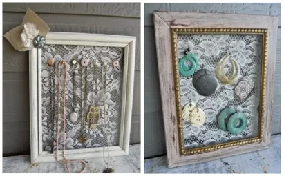 These are as simple to make as they are functional. Grab an old picture frame, a staple gun, and some mesh, chicken wire, or lace. Staple the material of your choice so it’s taught to the back of the frame, and voila!