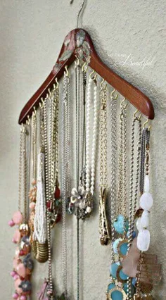For as simple as this one is, making one with by screwing in hooks can be a bit tedious, but you can also loop your necklaces around a regular hanger, just be careful that they don’t still get tangled.