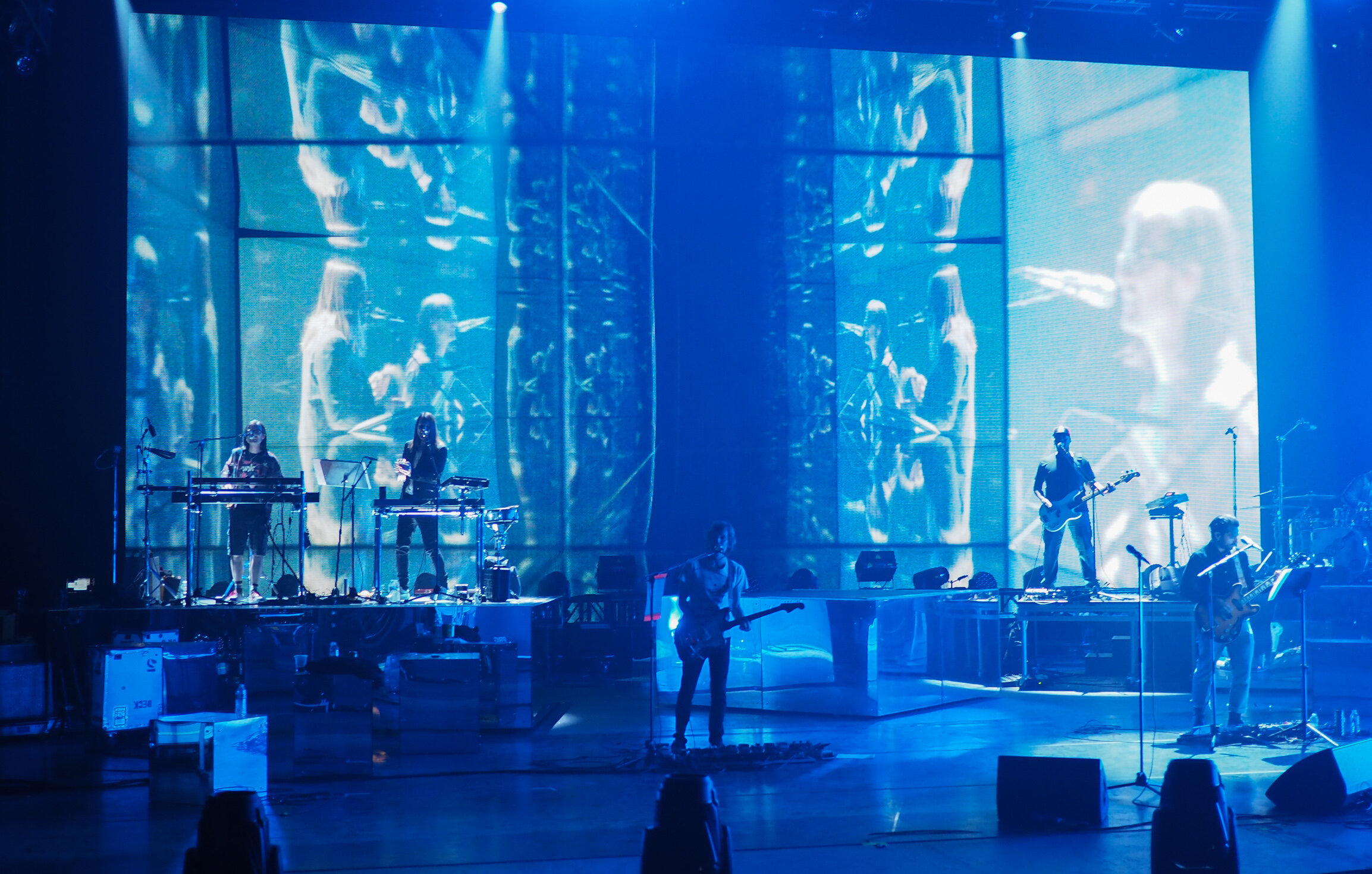 Practically placing Beck inside of a life-sized infinity box on stage would be a huge logistical challenge for the touring team so we proposed the wild idea of miniaturizing Beck using the live camera feed and piping it into a box consisting of a tiny screen to bounce his image onto an array of tiny mirrors and re-capture it with a camera and pipe it back out to the screens. As this was infinitely more achievable then closing the artist into a life-size version of the same setup, Skunkworks started cracking away sourcing parts, doing visual tests, and using its array of rapid prototyping tools to make this a reality.