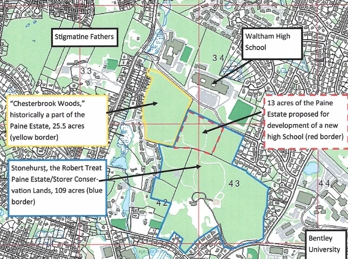 This image shows the plan for taking a central parcel for the high school
