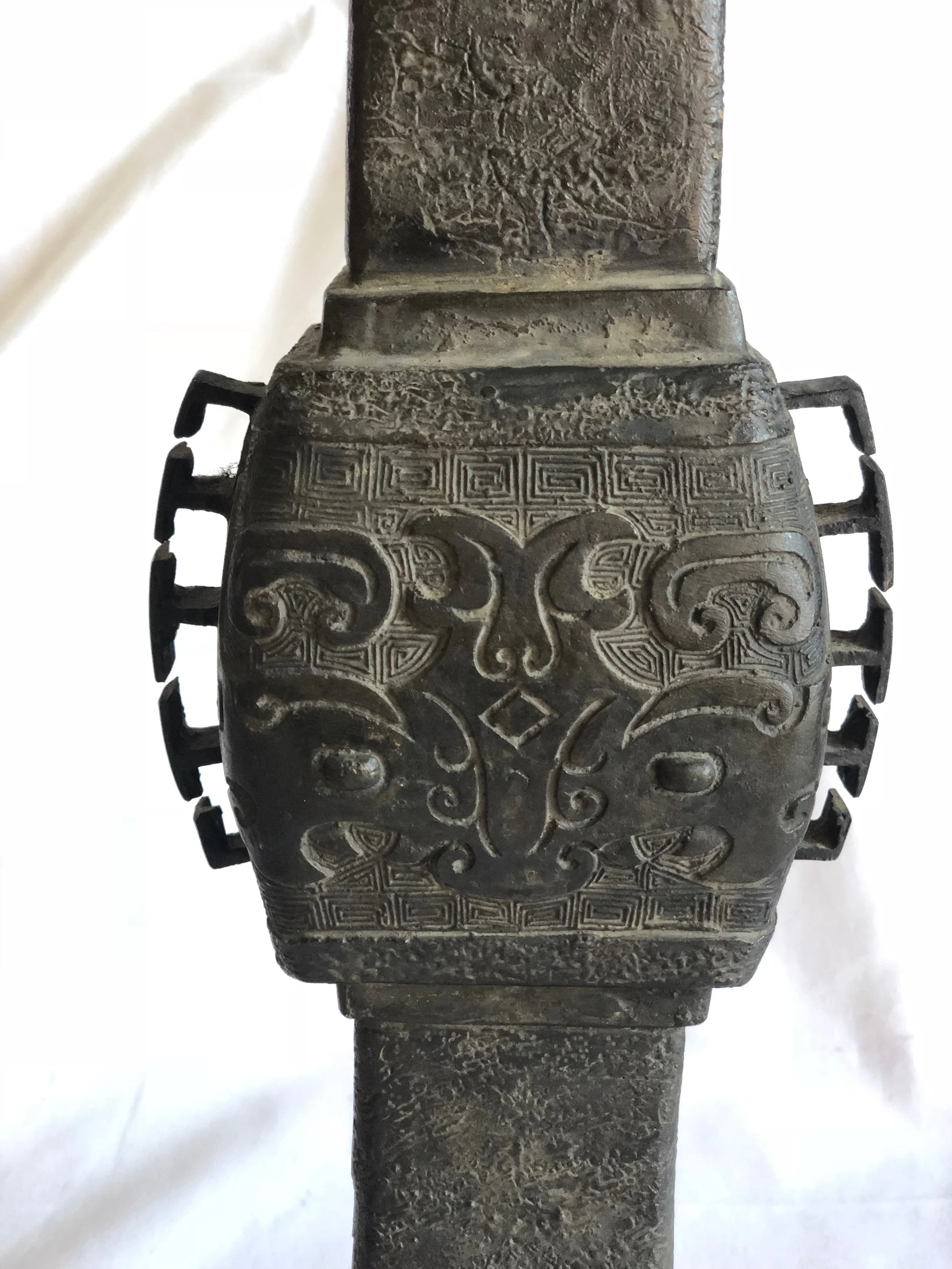 Chinese Metal Vases.  Pair.  Crab detail.