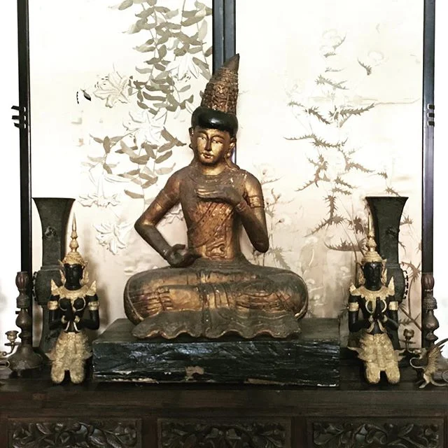 #Burmese Buddha #monkhausmalibu #spiritobjexts #yoga #fengshui #meditation #sacredspace #vintagehome #shrine #design