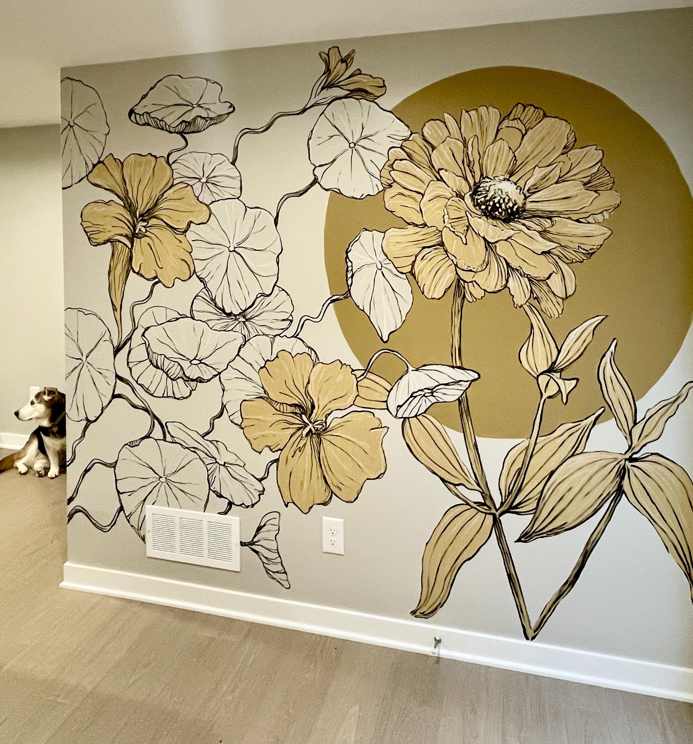 Line Design Mural Midcentury Linework Floral Mural — Dania Grevengoed