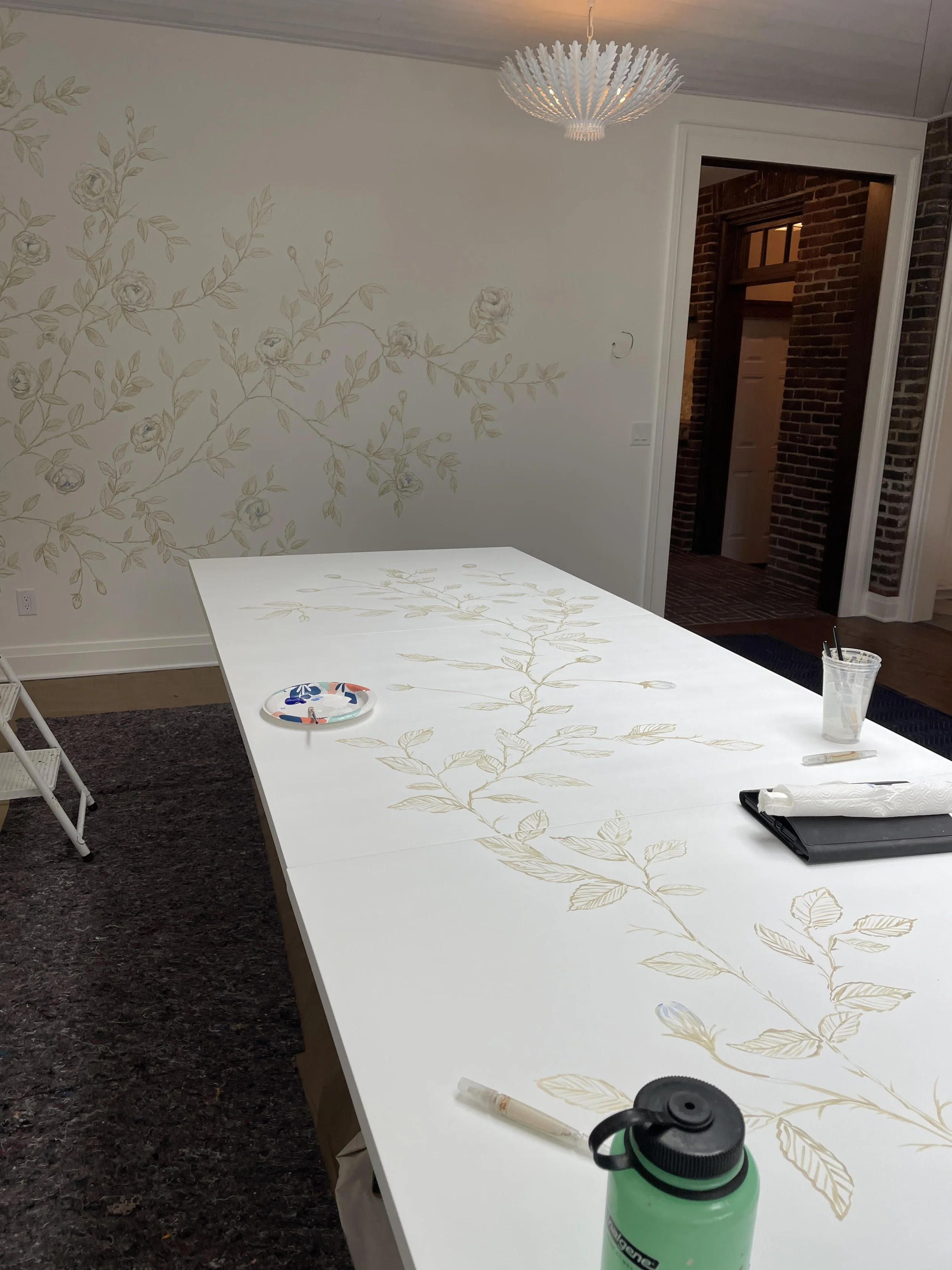 Rose Floral Linework Mural — Dania Grevengoed