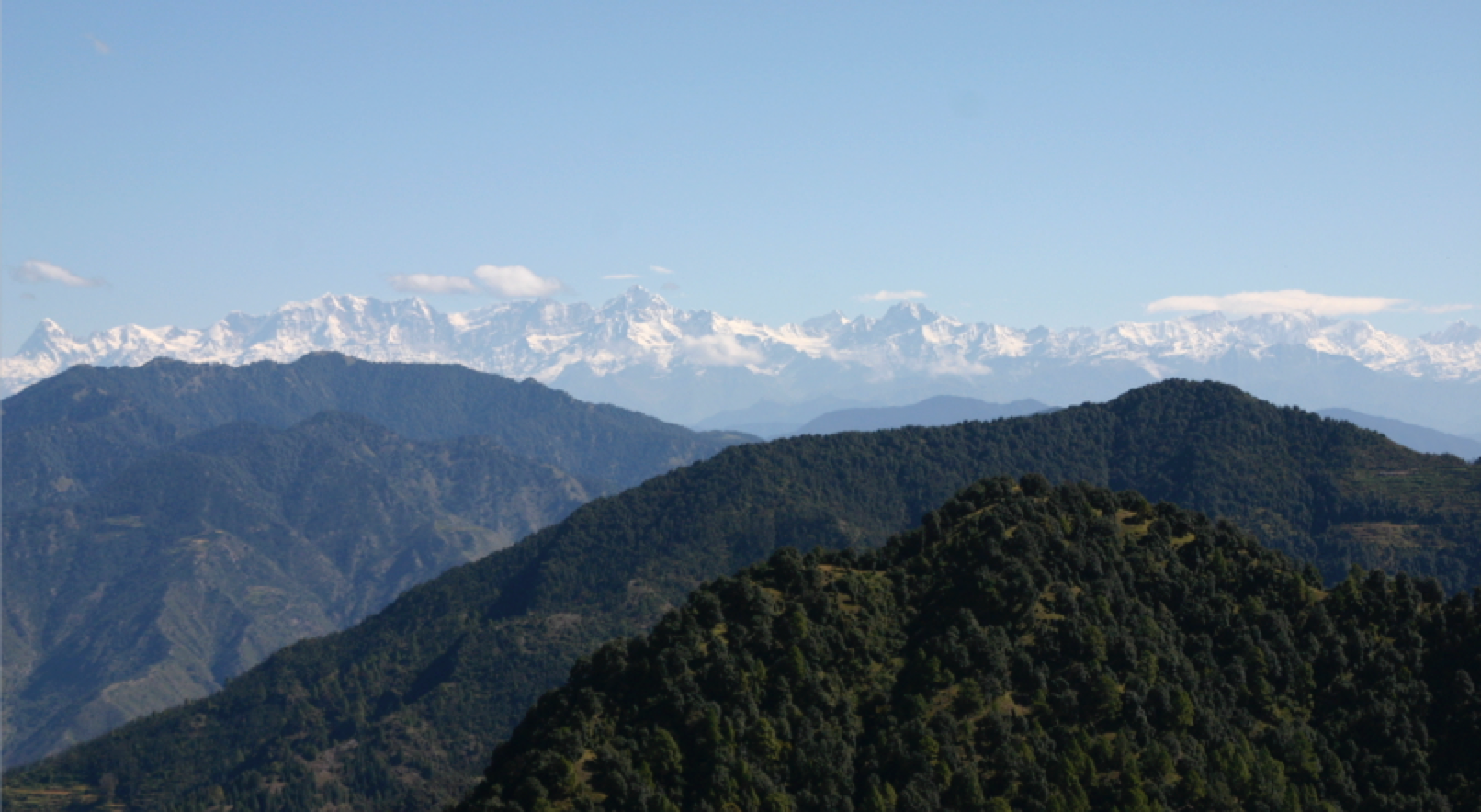  Meena and Dadi’s beloved mountains, as seen from Sister’s Bazaar. Uttarakhand, India. The foothills of the Himalayas, the youngest and highest mountains in the world. 