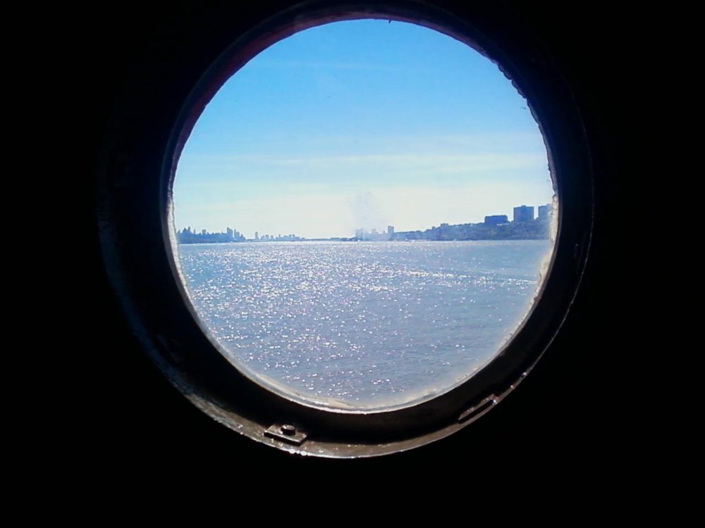 Sparkling view of the Hudson River from the inside of the Little Red Lighthouse. 