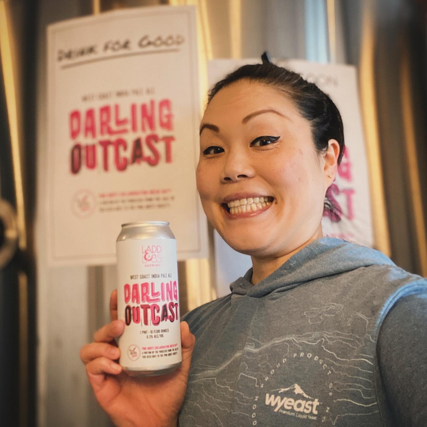 NEW RELEASE!
(Co-brewed by the Ladd👨 AND the Lass👩🏻)

Darling Outcast
West Coast IPA / 6.3% ABV

Darling Outcast is a contemporary West Coast IPA with a lean malt body that sets the stage for the 7th Annual Pink Boots Hop Blend (HBC 638, El Dorado