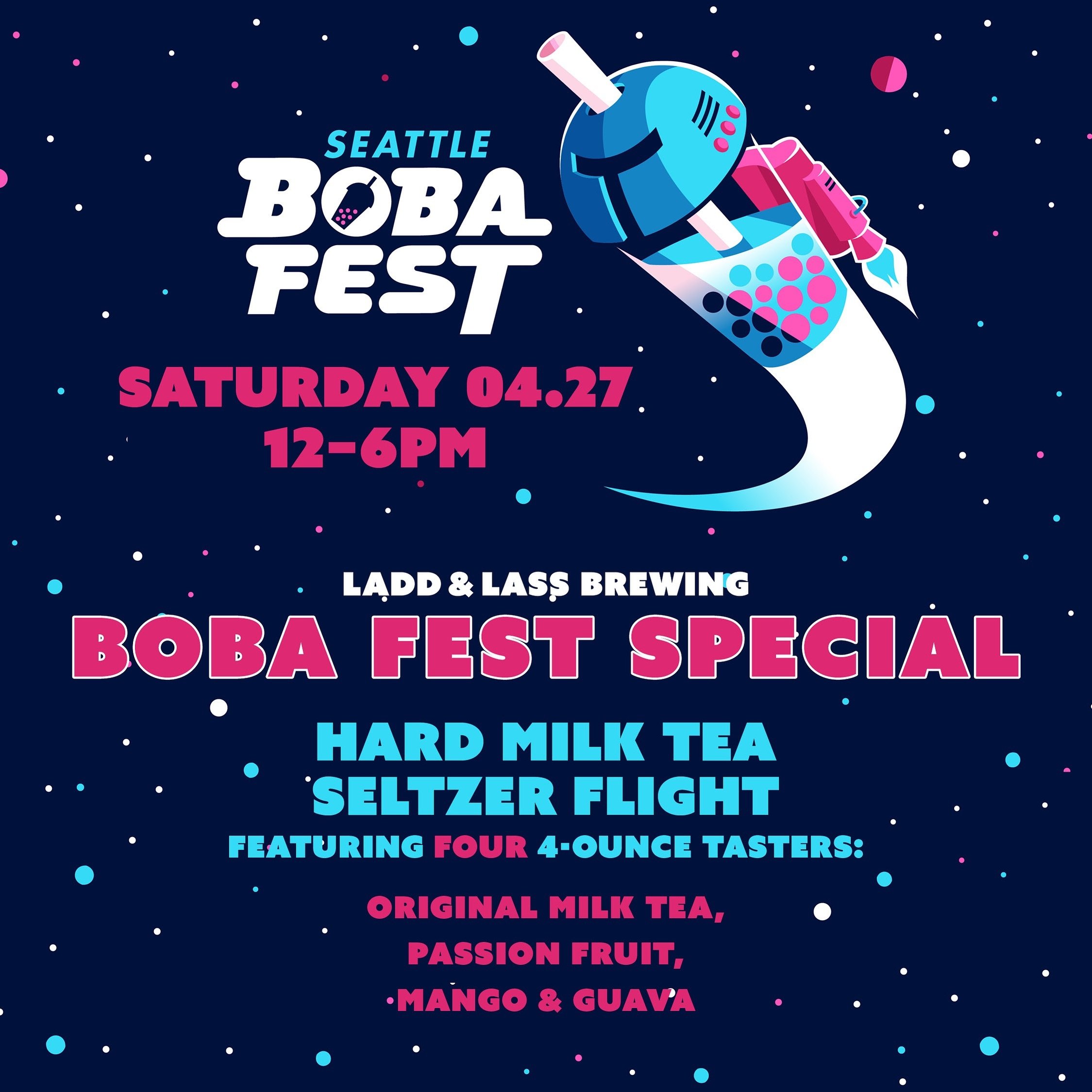 SAVE THE DATE cause we&rsquo;re joining in on the @udistrictpartnership Boba Fest fun this year!!!

🧋SAT 4/27🧋12-6PM🧋
Come visit us at the taproom for a very special seltzer flight! Brewed with whole leaf Ceylon and Assam black tea, we have manage