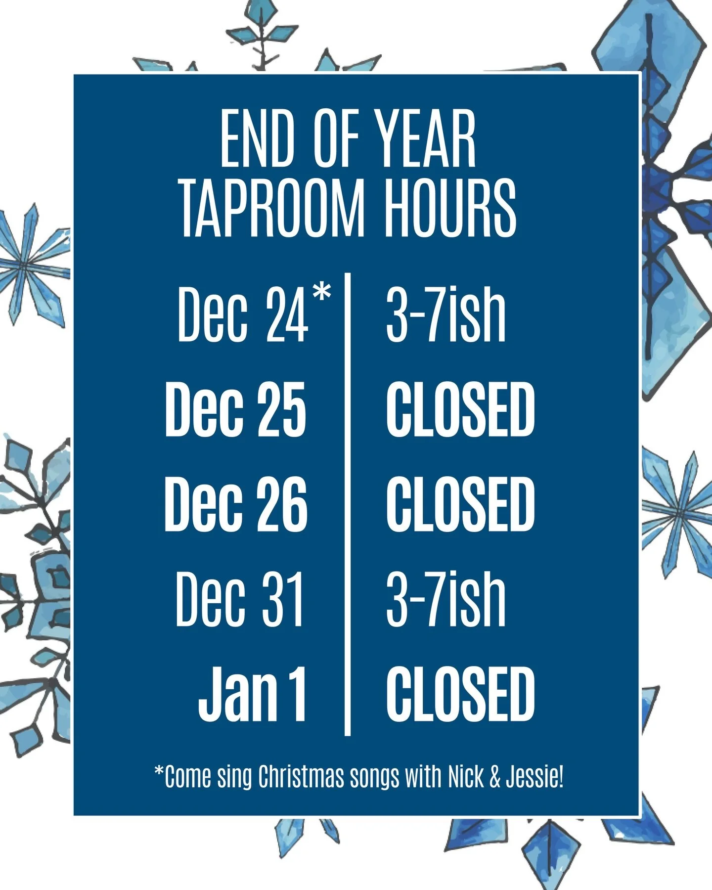 Heads up, &amp;s! We&rsquo;ve got some special holiday hours coming at you.

WED 12/24: 3-7ish
THU 12/25: CLOSED
FRI 12/26: CLOSED
WED 12/31: 3-7ish
THU 1/1: CLOSED

#DrinkLocal #CraftBeer #drinkWAbeer #Udistrict #BrewedInTheU #SupportIndependentCraf