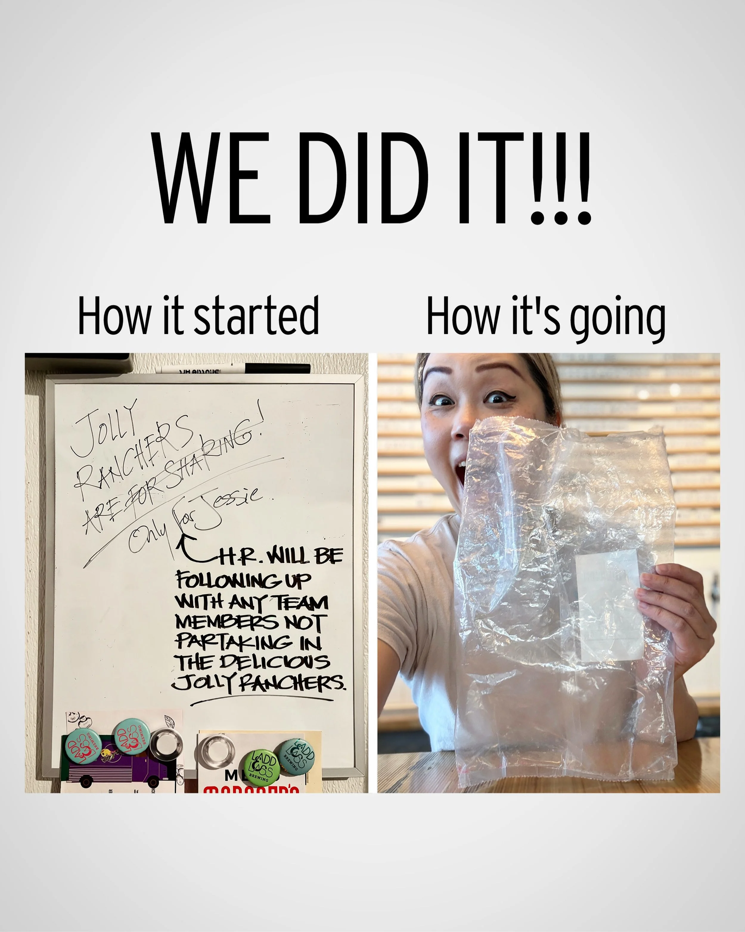 WE DID IT!!! The FIVE POUND bag of Jolly Ranchers is officially gone. Many thanks to the &amp;s that helped us in accomplishing this incredibly delicious feat.🩷

#DrinkLocal #CraftBeer #drinkWAbeer #SupportSmallBusiness #SupportYourLocalBrewery