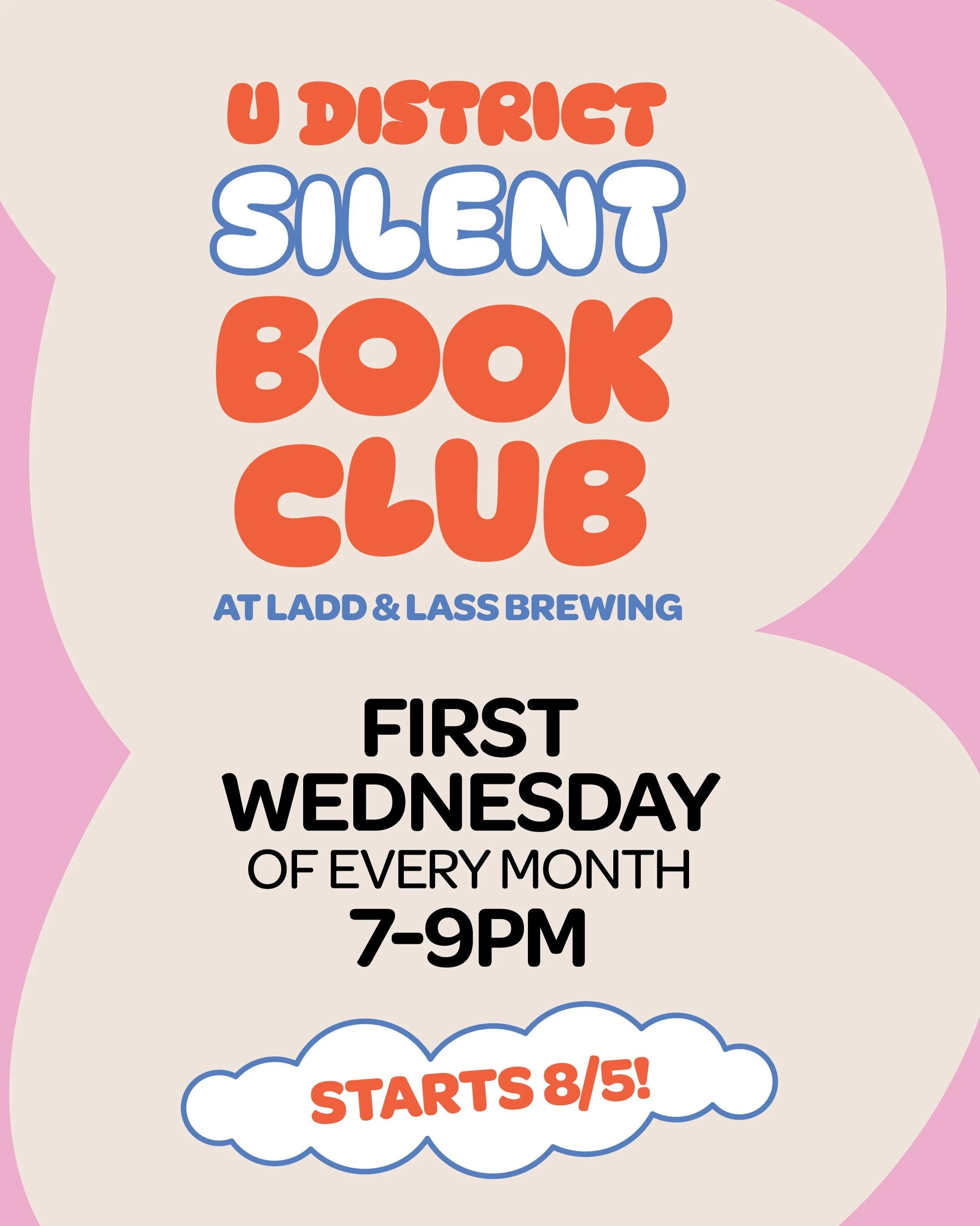 HEADS UP, BOOK-LOVING &amp;S! The @udistrictsilentbookclub kicks off on WEDNESDAY, 8/5.

📕 WHAT is Silent Book Club: a super casual evening of reading (or any other quiet activity that speaks to you), camaraderie, and good vibes

📗 WHEN: first Wedn