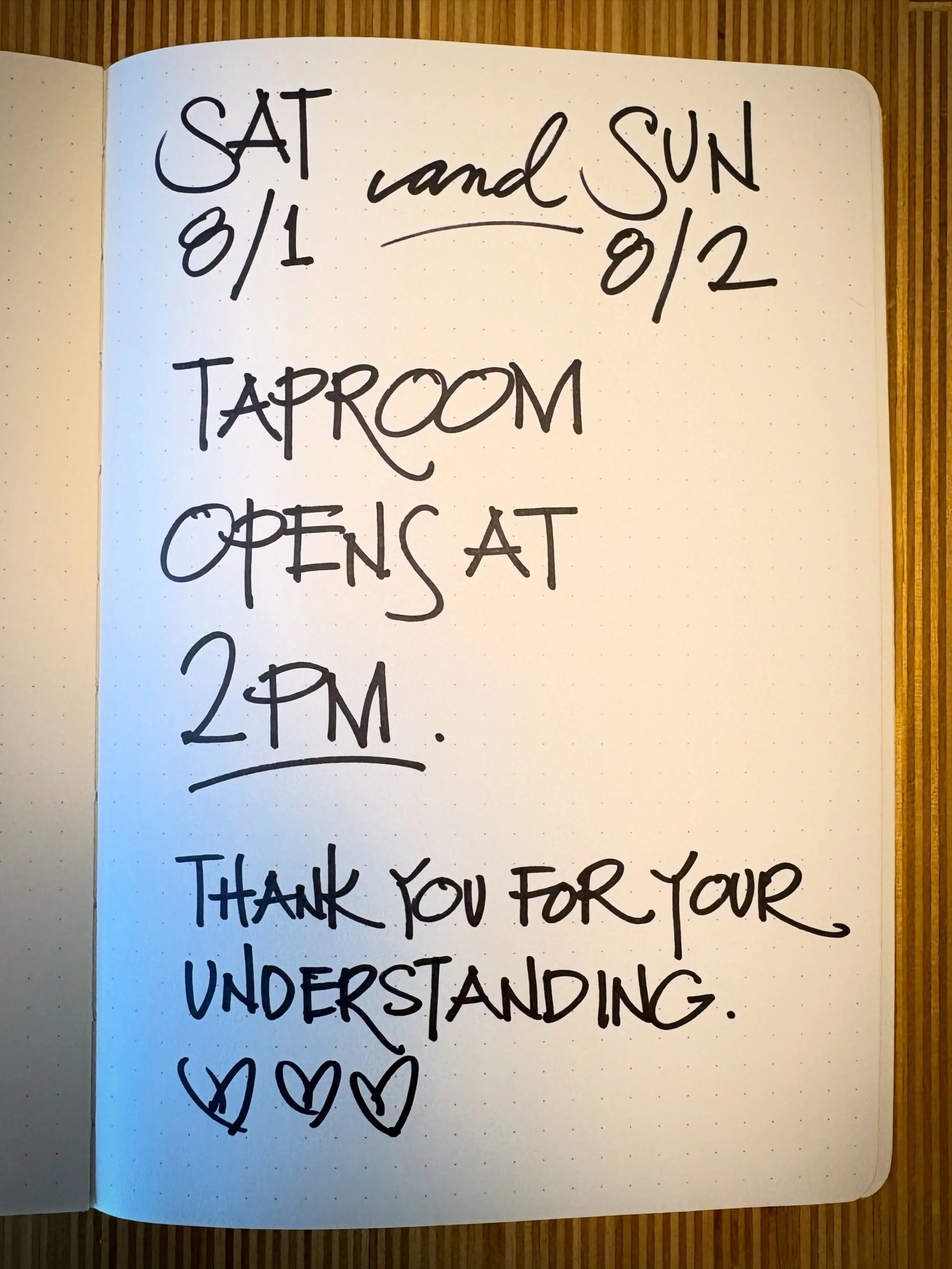 HEADS UP, &amp;s! Slight change to our hours this weekend.

Saturday, 8/1: 2-10pm
Sunday, 8/2: 2-8pm

#DrinkLocal #CraftBeer #drinkWAbeer #SupportSmallBusiness SupportYourLocalBrewerY