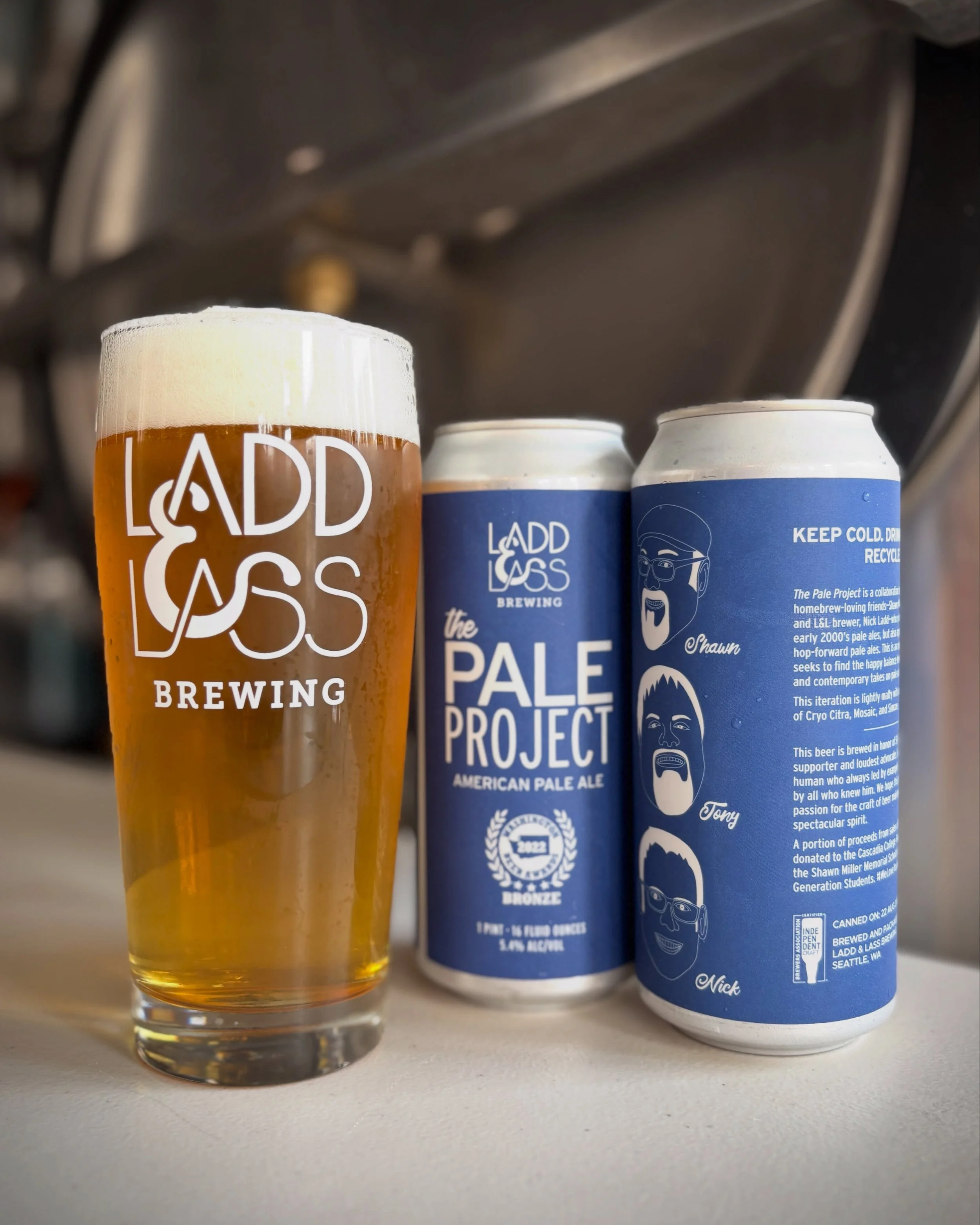 NEW RELEASE!

The Pale Project
American Pale Ale / 5.4% ABV

The Pale Project is a collaboration between three homebrew-loving friends&mdash;Shawn Miller, Tony Ochsner, and L&amp;L brewer, Nick Ladd&mdash;who cut their craft teeth on early 2000&rsquo