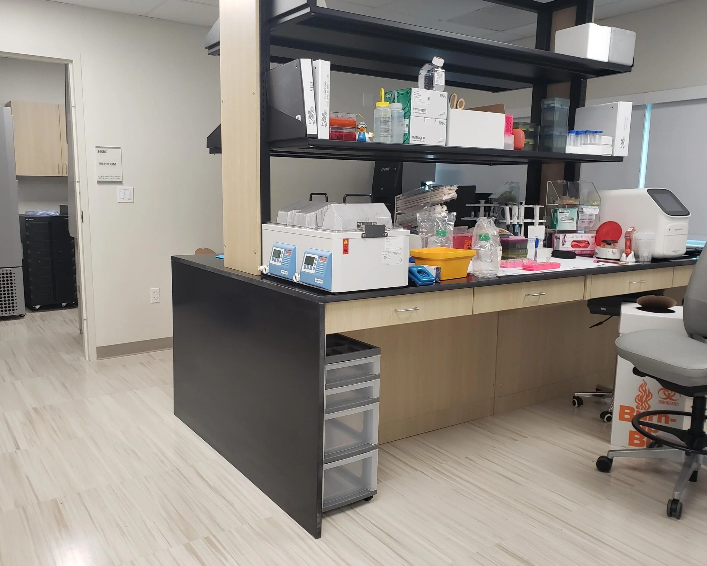 Include a lab, office/reception area, and preparation room.