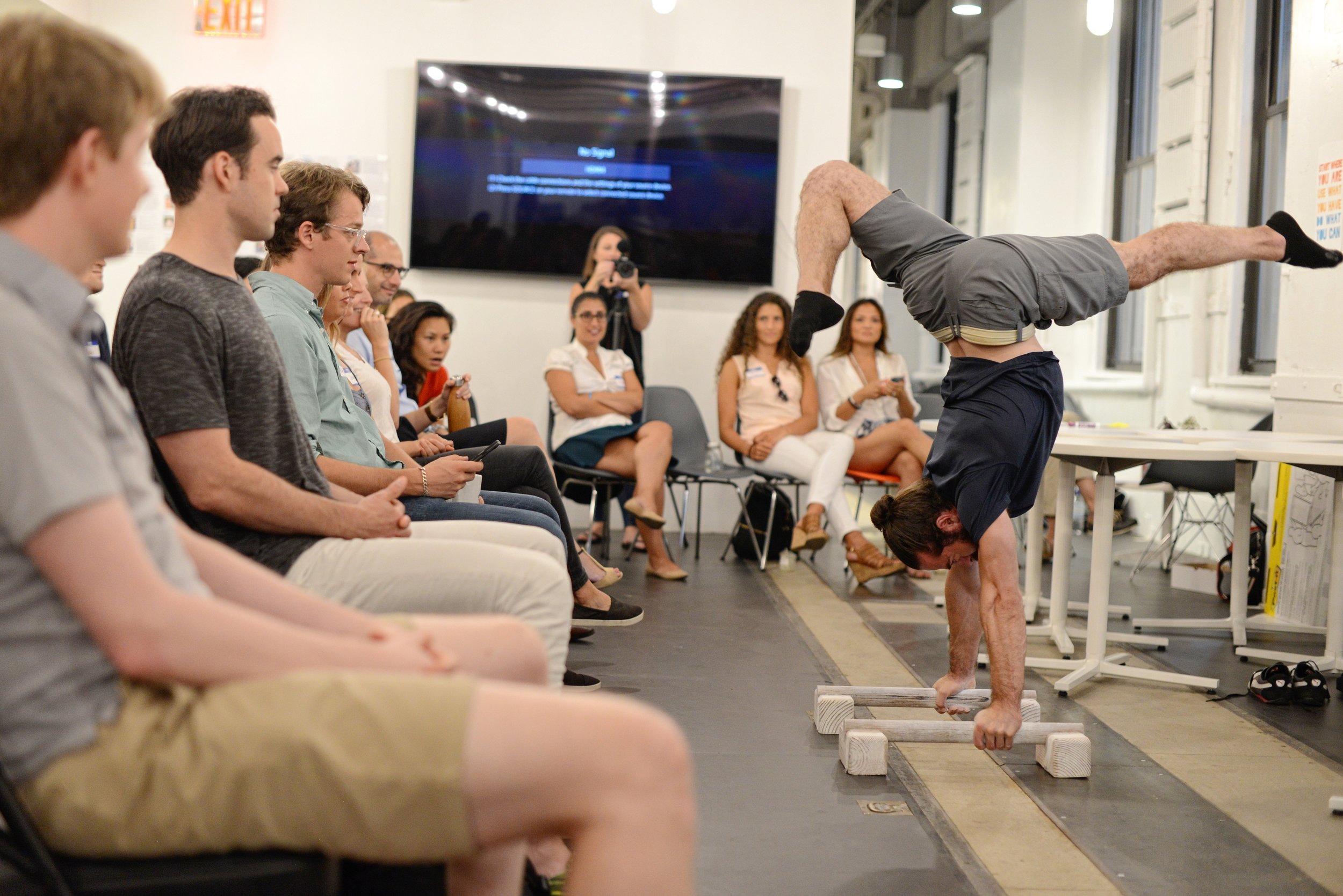 Chris performing a handstand at one of our sessions.