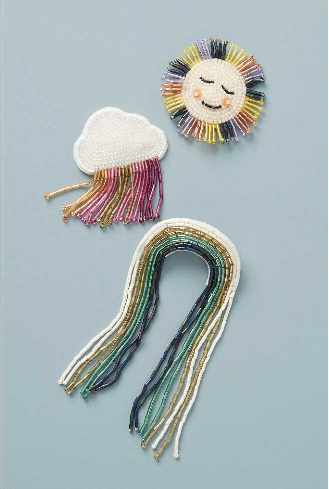 Hand Beaded Sunny Day and Rainbow Hair Clips