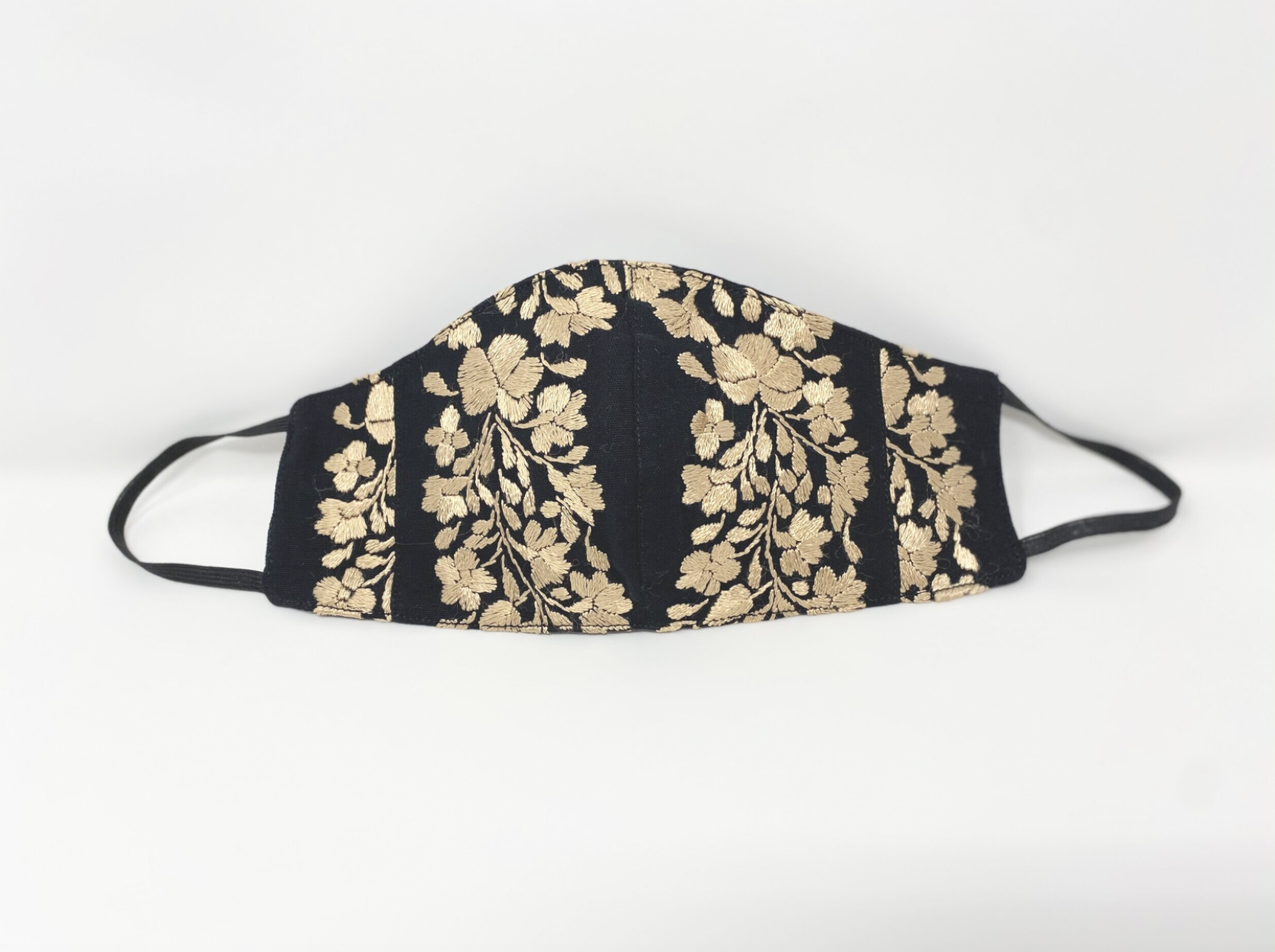 Black Mask with Bronze Embroidery- Adult Lg.