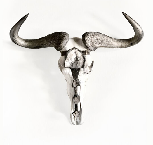 Steer Head with Geode Crystals: Wall Art