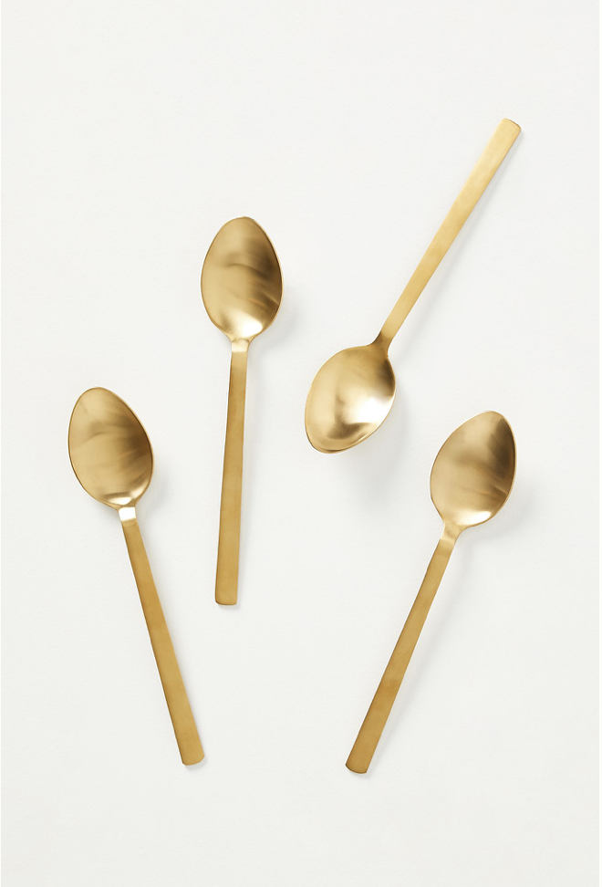 Brushed Brass Set of 4 Spoons