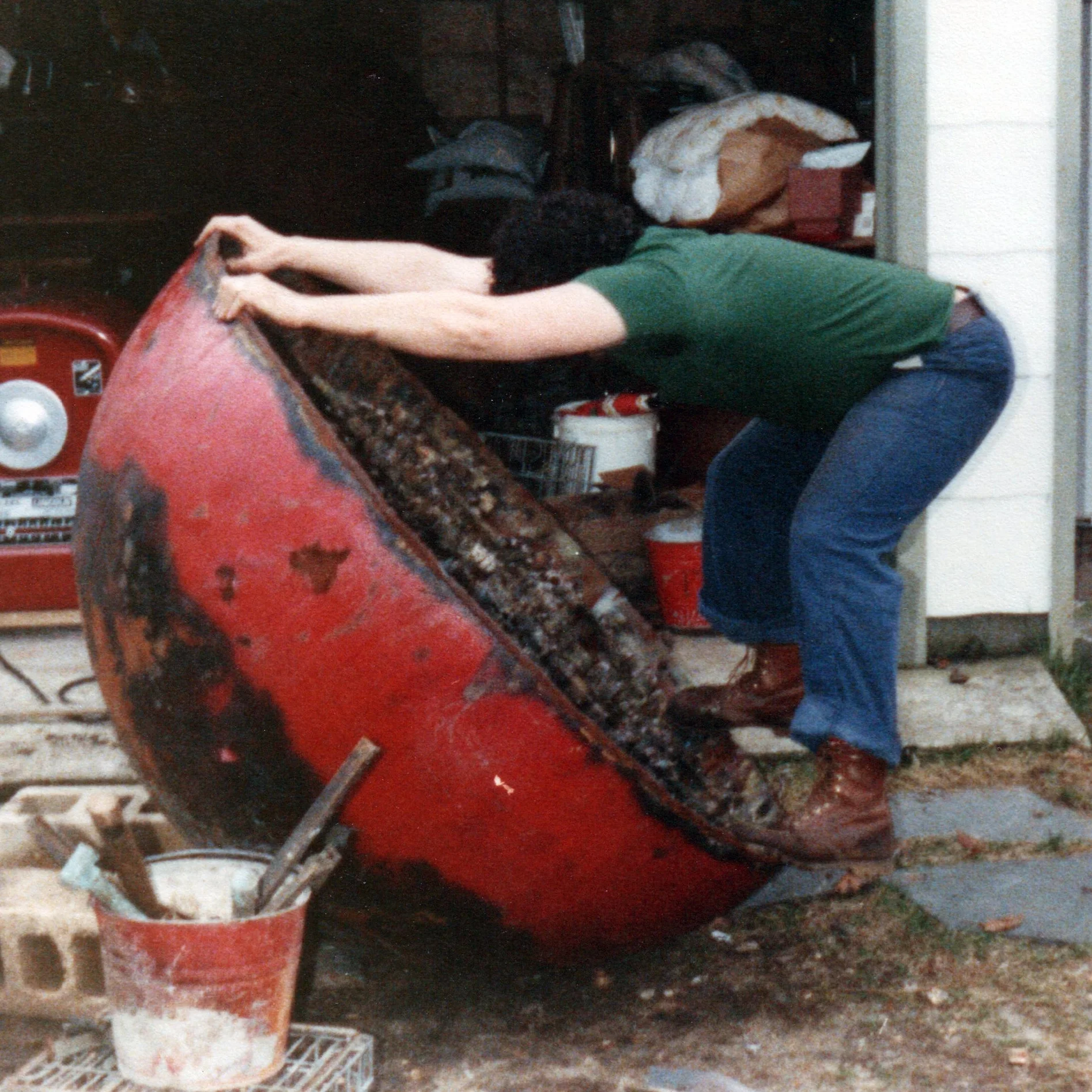 Extracting the welded half-sphere required Malpass' brute strength and determination.