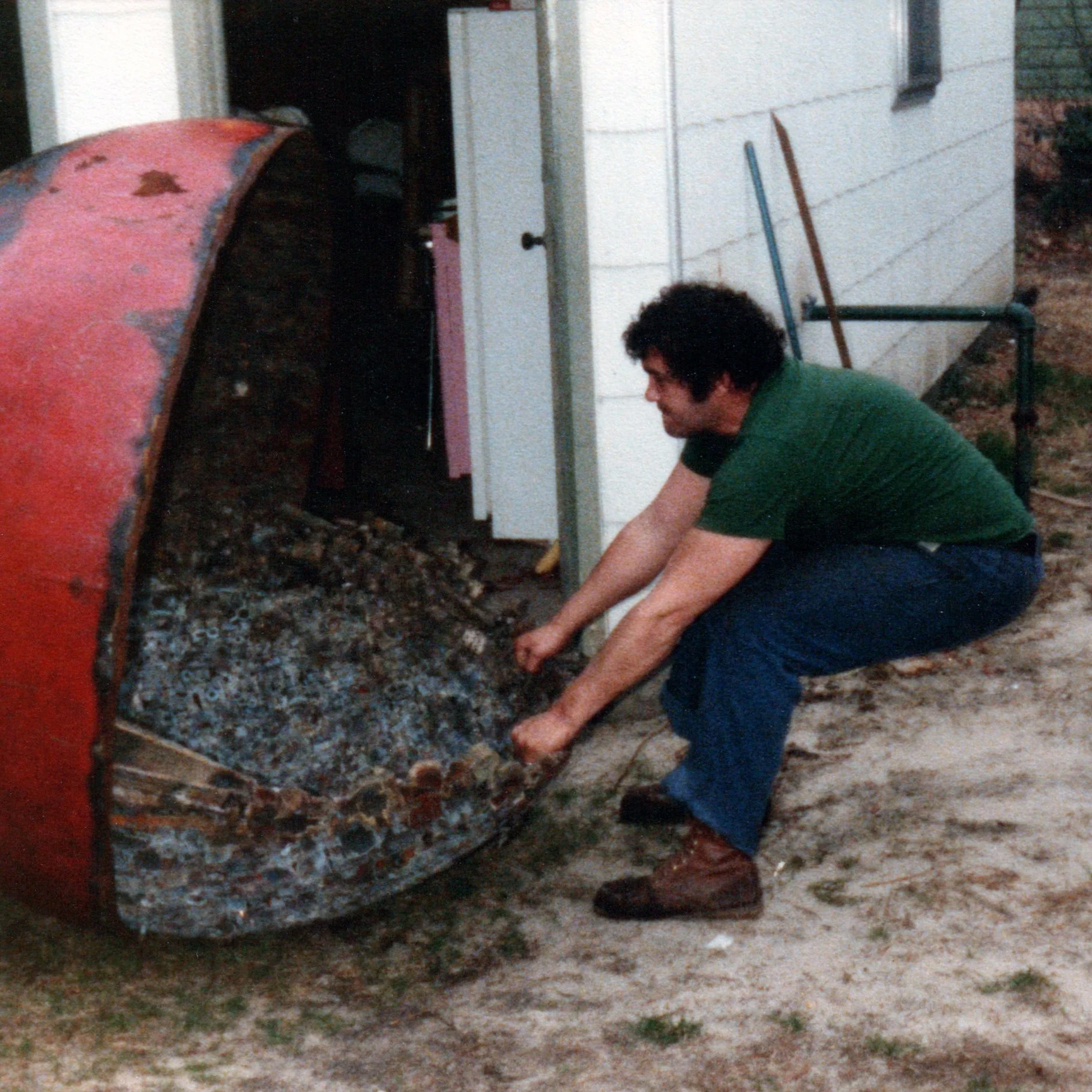 Extracting the welded half-sphere required Malpass' brute strength and determination.