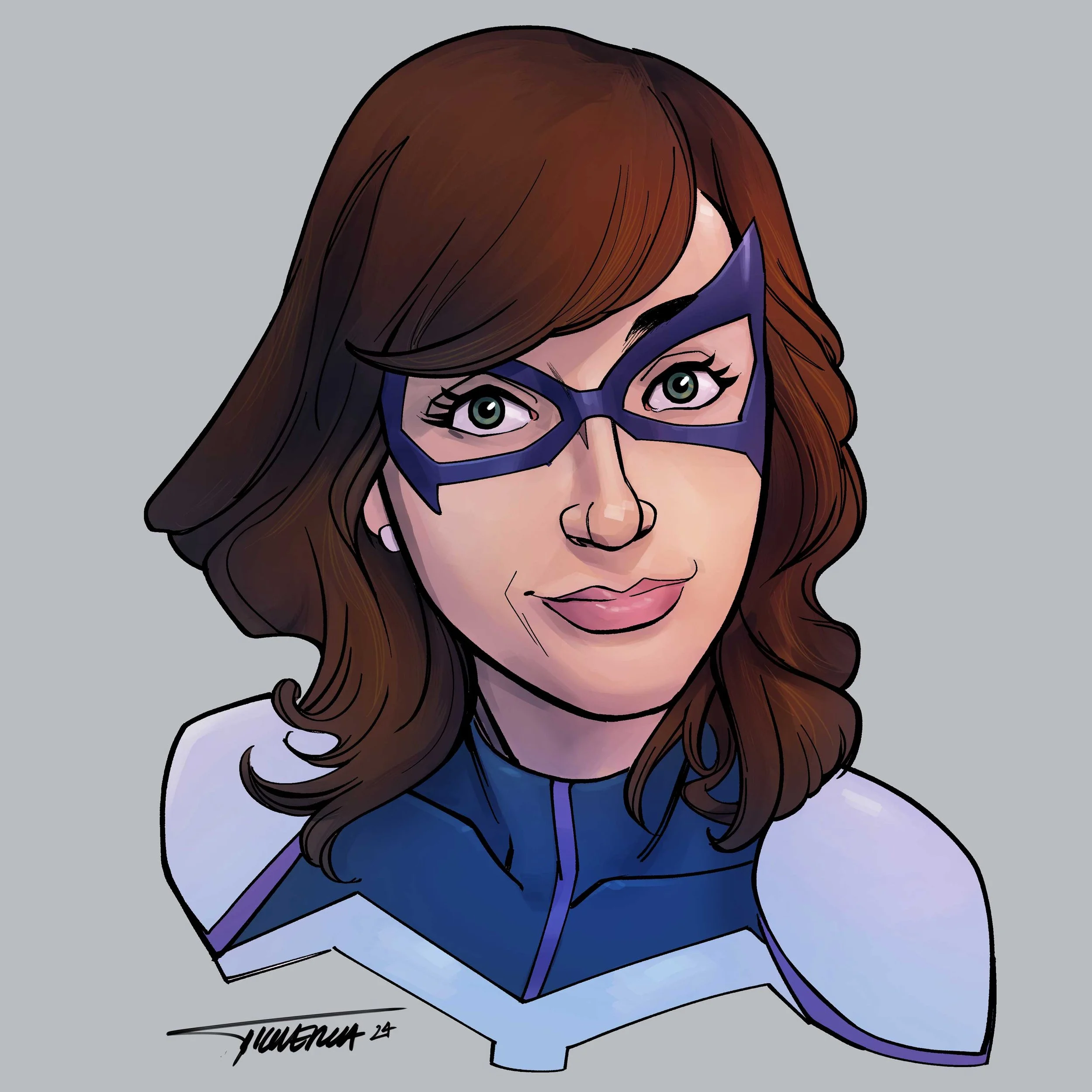  Headshot portrait, digital color. 