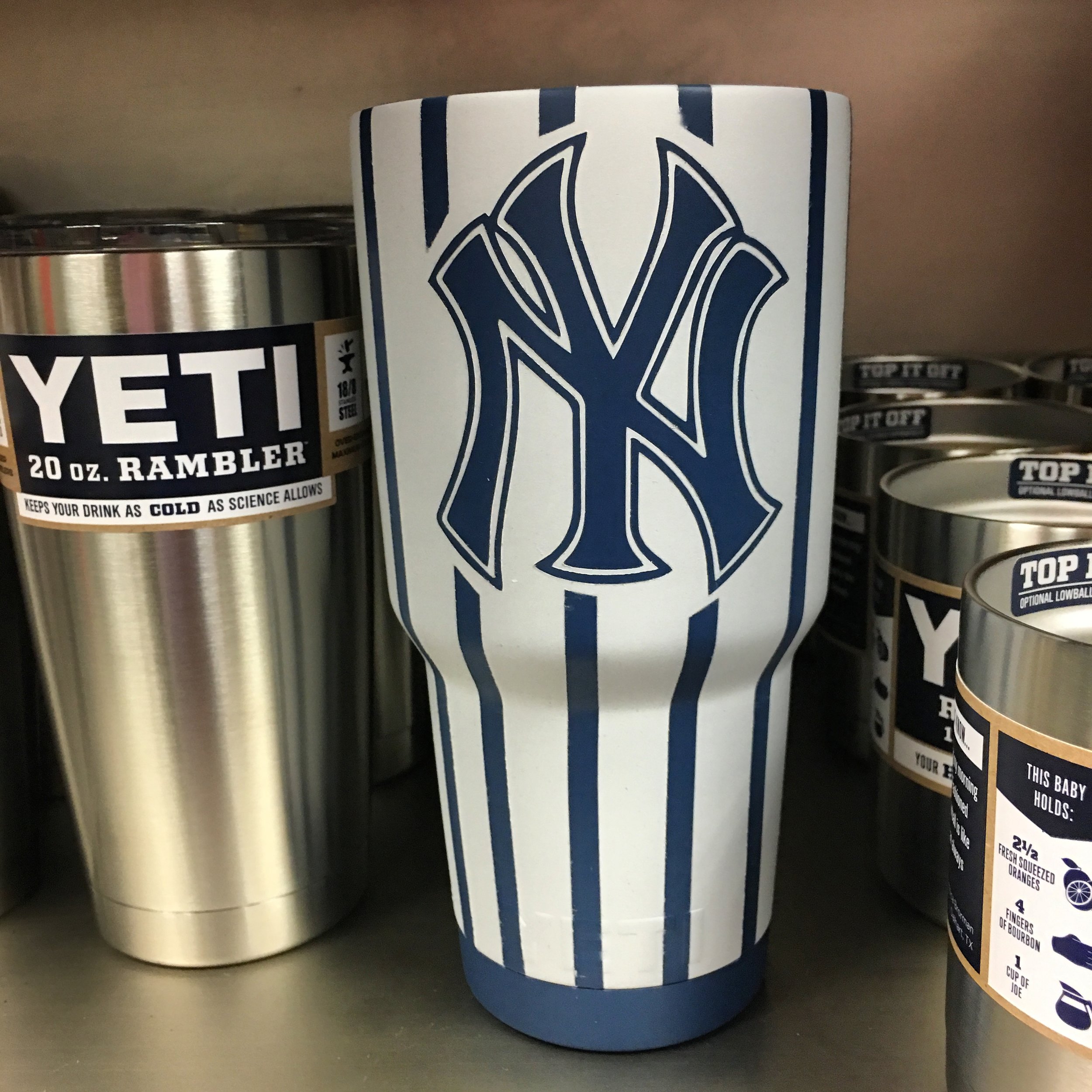 NEW YORK YANKEES YETI Laser Engraved Tumblers, Can Colsters, and